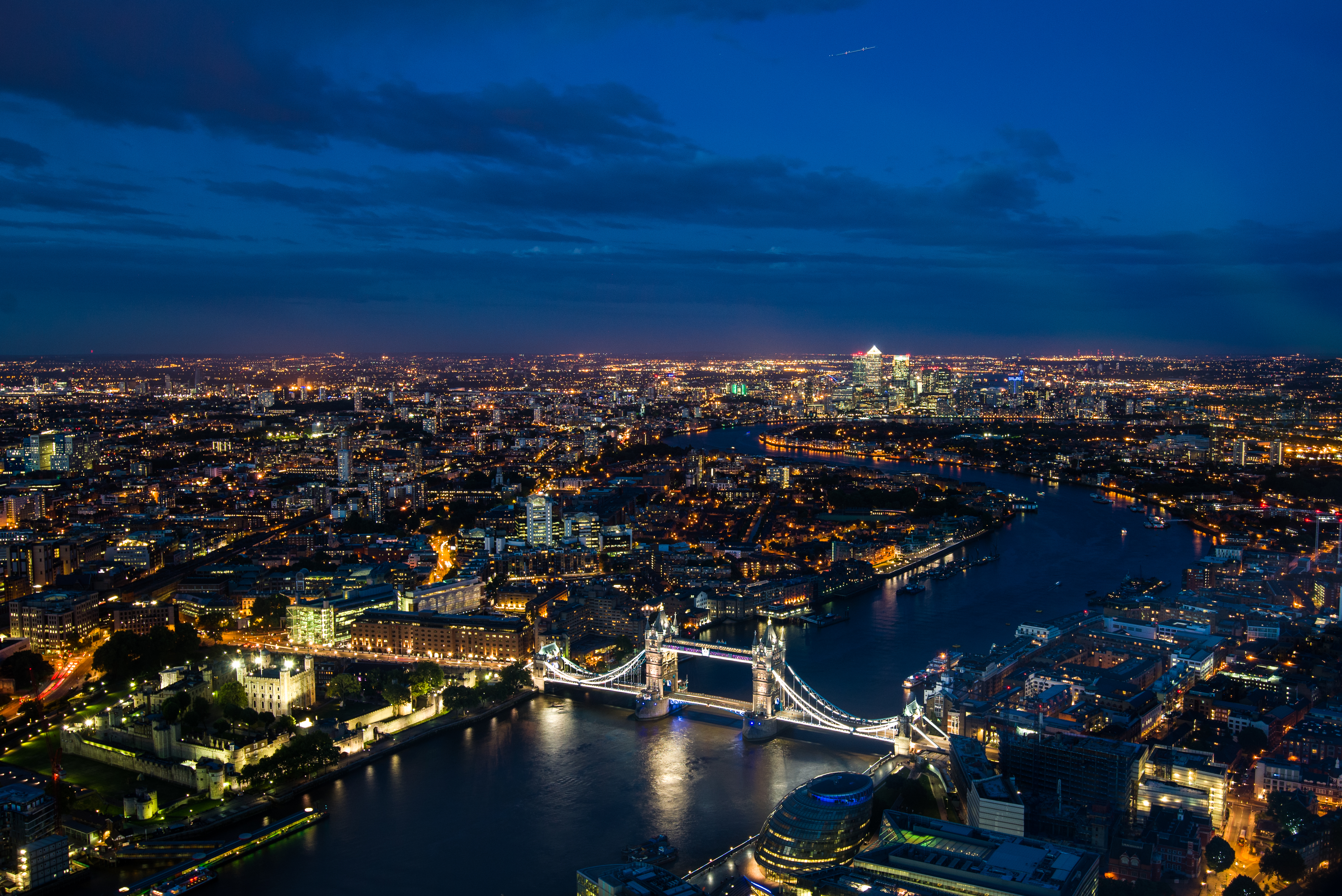 Free download wallpaper Cities, Rivers, View From Above, Night City, Bridge on your PC desktop