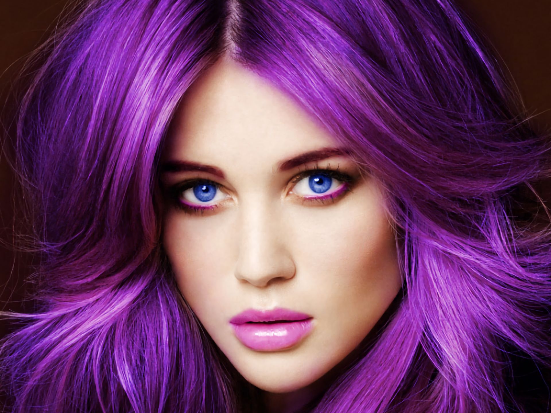 Baixar papel de parede para celular de Cabelo, Olhos Azuis, Mulheres, Enfrentar, Cabelo Roxo gratuito.