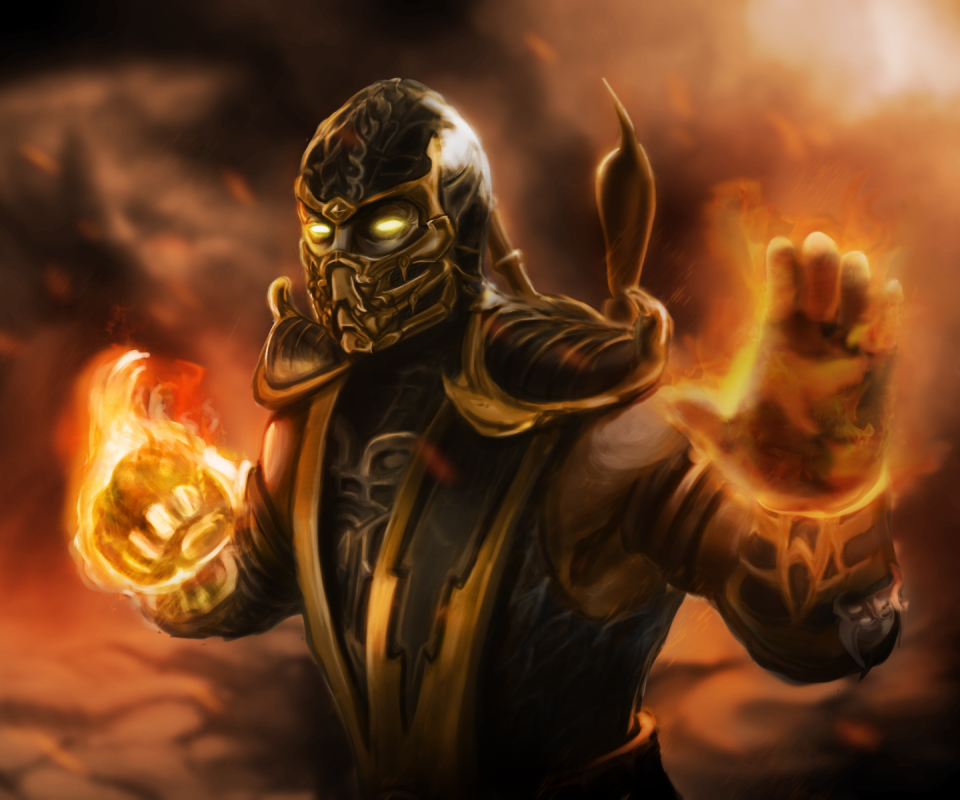Descarga gratuita de fondo de pantalla para móvil de Fuego, Mortal Kombat, Guerrero, Videojuego, Escorpión (Mortal Kombat).