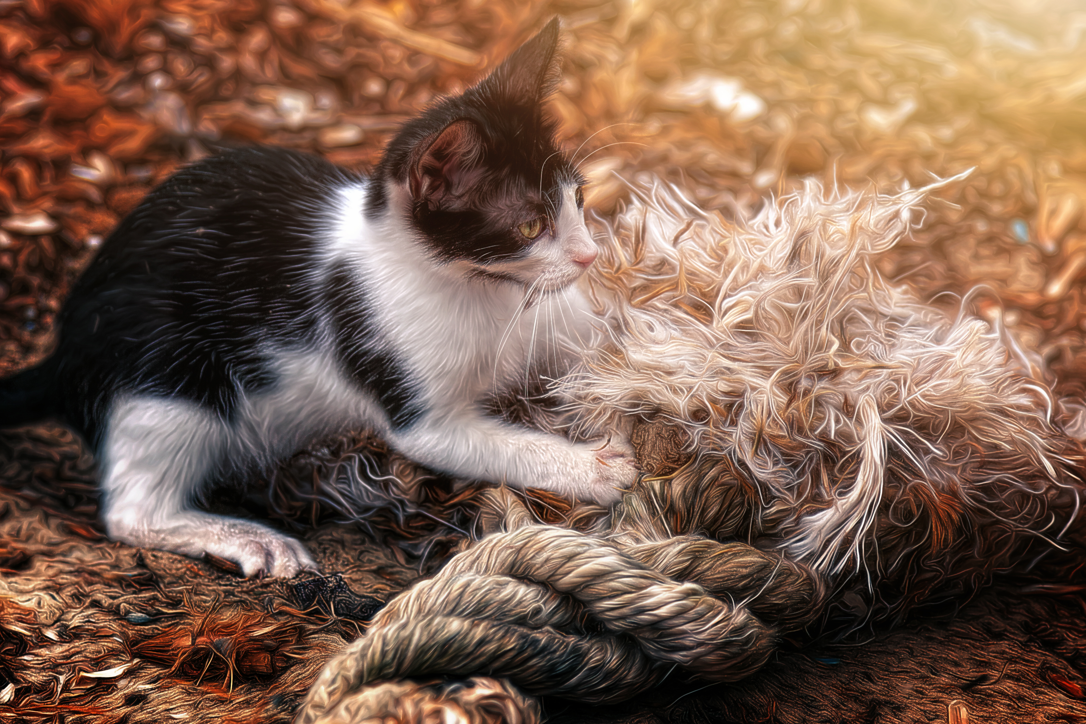 animal, cat, rope, cats