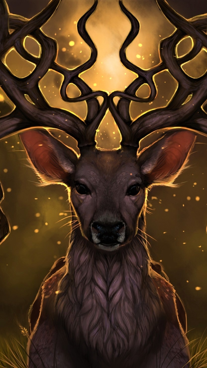 Download mobile wallpaper Fantasy, Deer, Sparkles, Buck, Antler, Fantasy Animals for free.