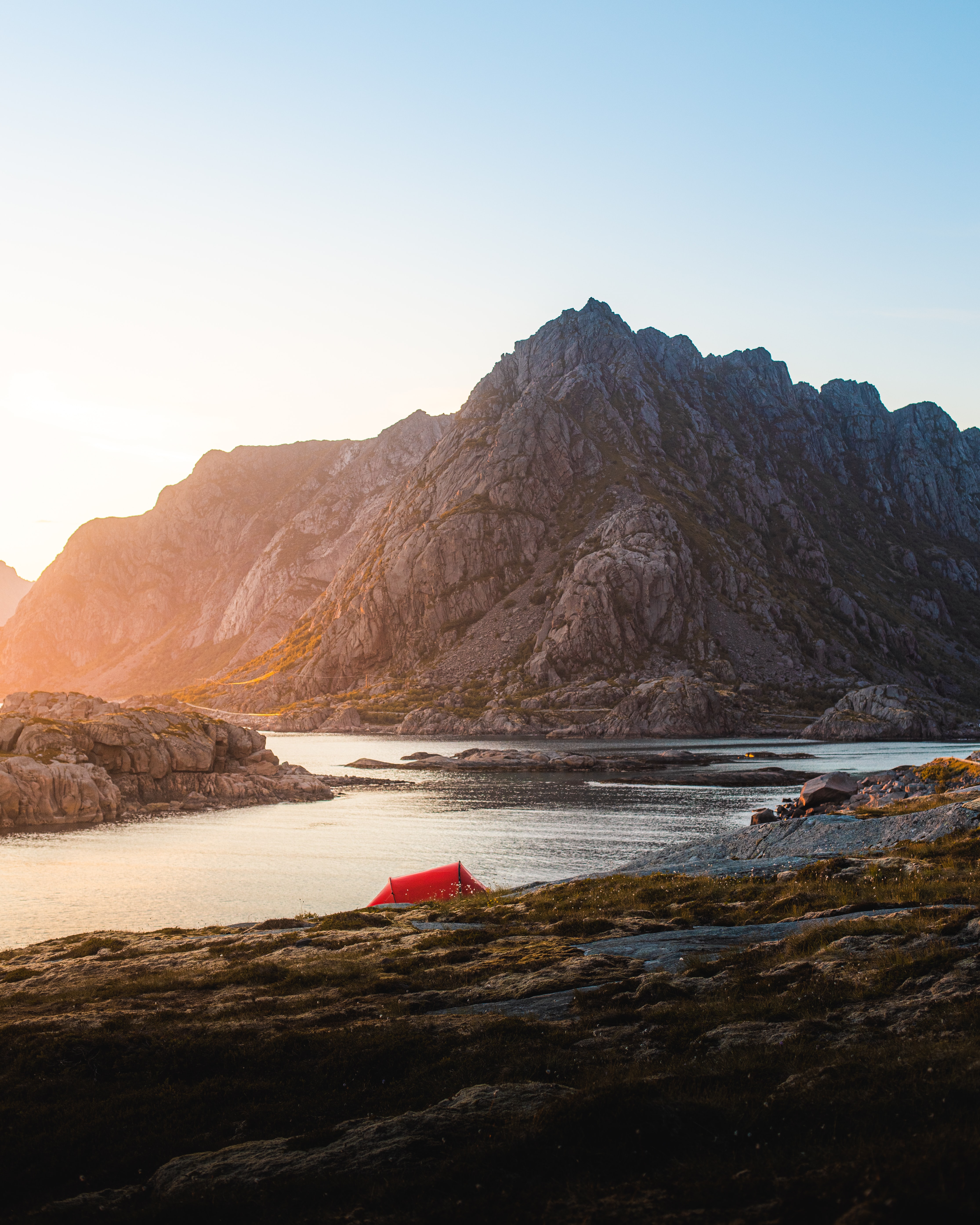 tent, nature, mountains, rocks, lake, camping, campsite HD wallpaper