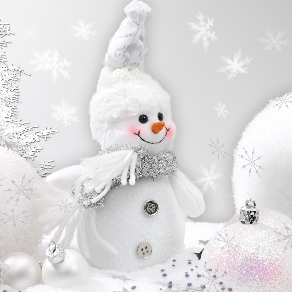 Скачать обои бесплатно Рождество, Белый, Снеговик, Рождественские Украшения, Праздничные картинка на рабочий стол ПК
