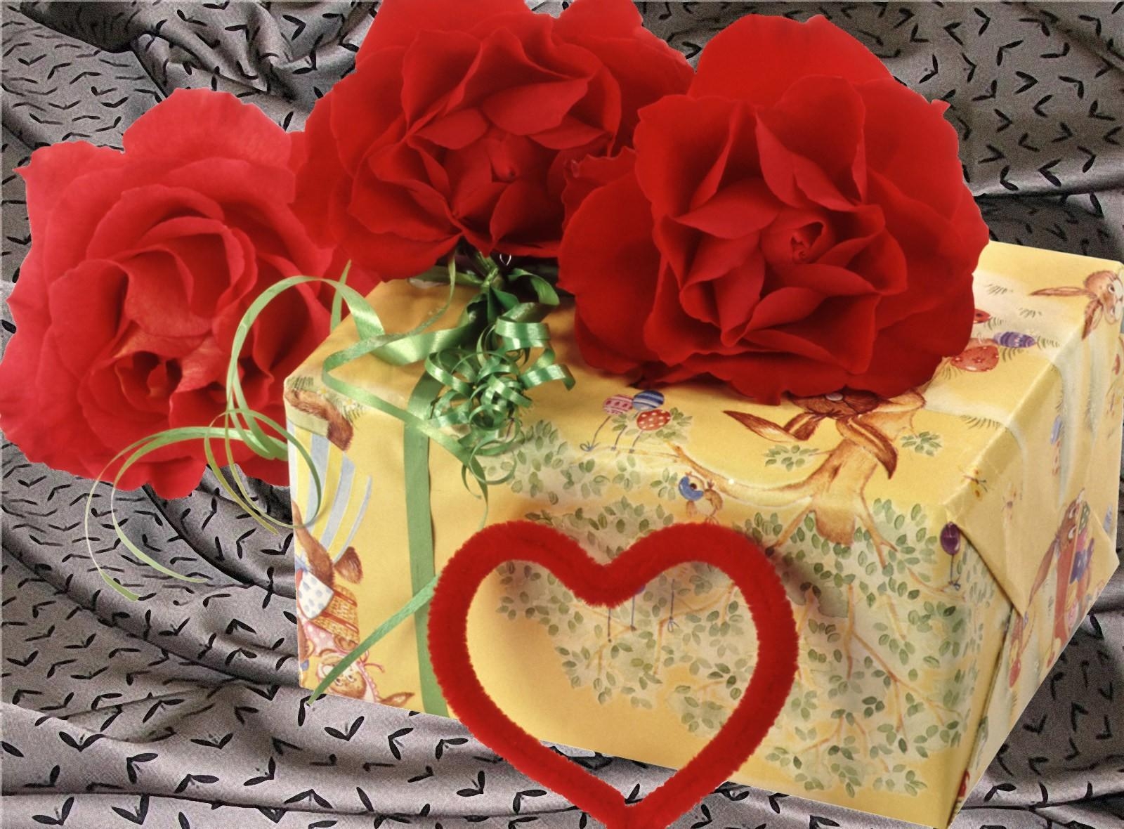 holidays, carnations, present, gift, heart, valentine's day