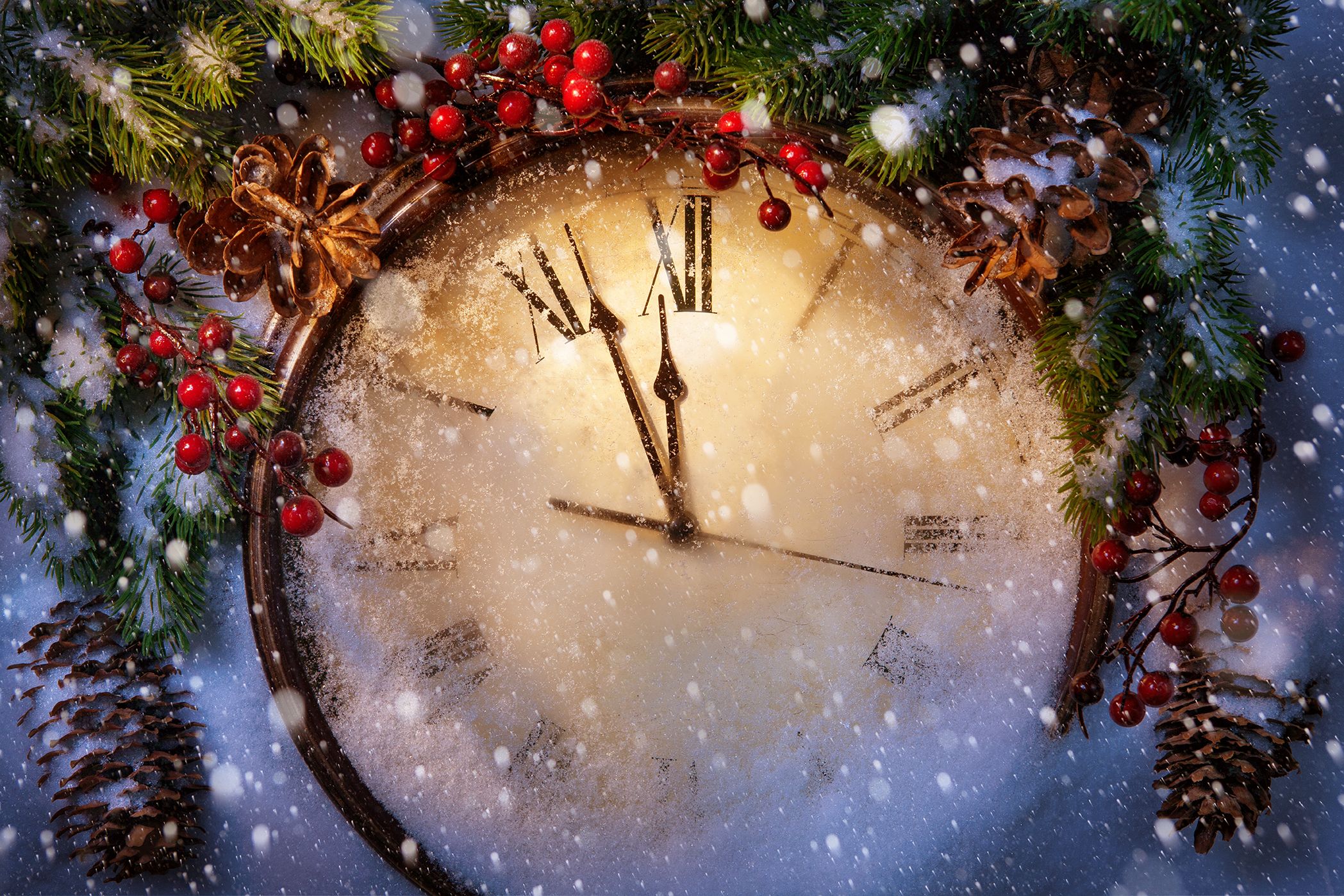 Скачать обои бесплатно Часы, Рождество, Новый Год, Праздничные картинка на рабочий стол ПК