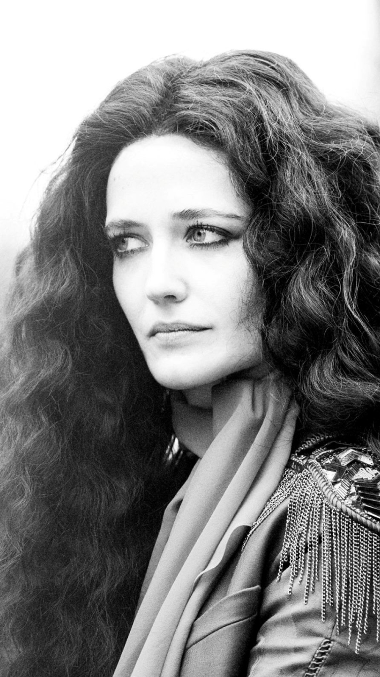 Download mobile wallpaper Eva Green, Brunette, Celebrity, Black & White, Actress, French for free.