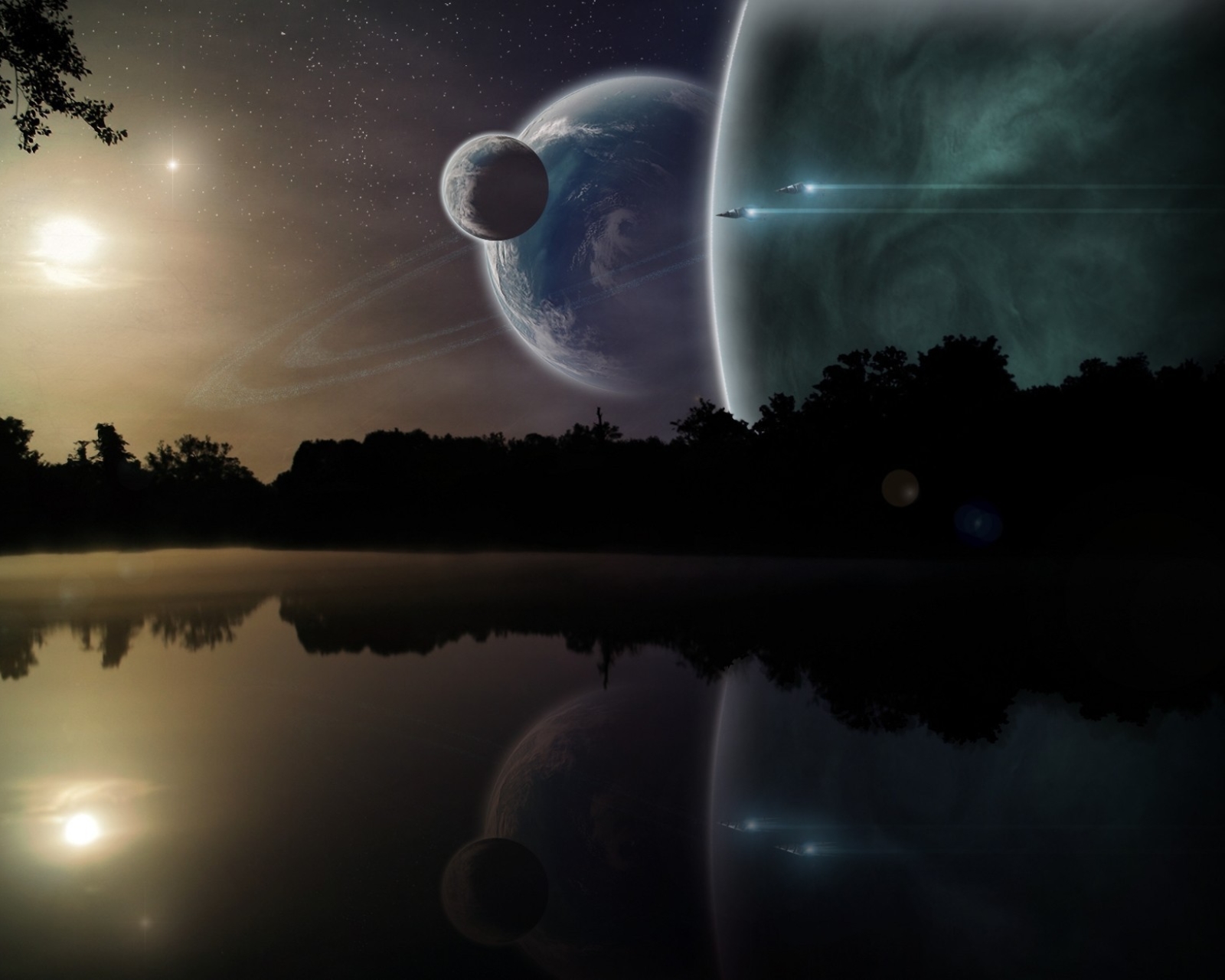 Download mobile wallpaper Landscape, Planet, Sci Fi, Spaceship, Planetscape for free.