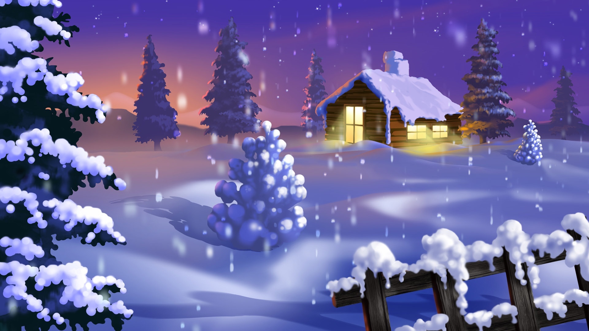 Windows Backgrounds christmas xmas, landscape, winter, new year, snow, fir trees, pictures, blue