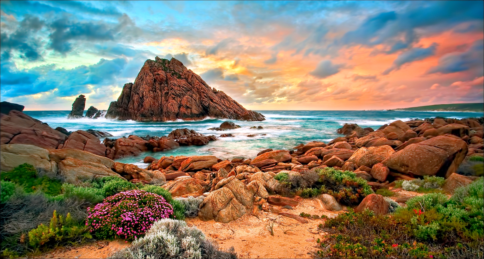 Скачать картинку Природа, Закат, Пляж, Океан, Береговая Линия, Австралия, Земля/природа в телефон бесплатно.