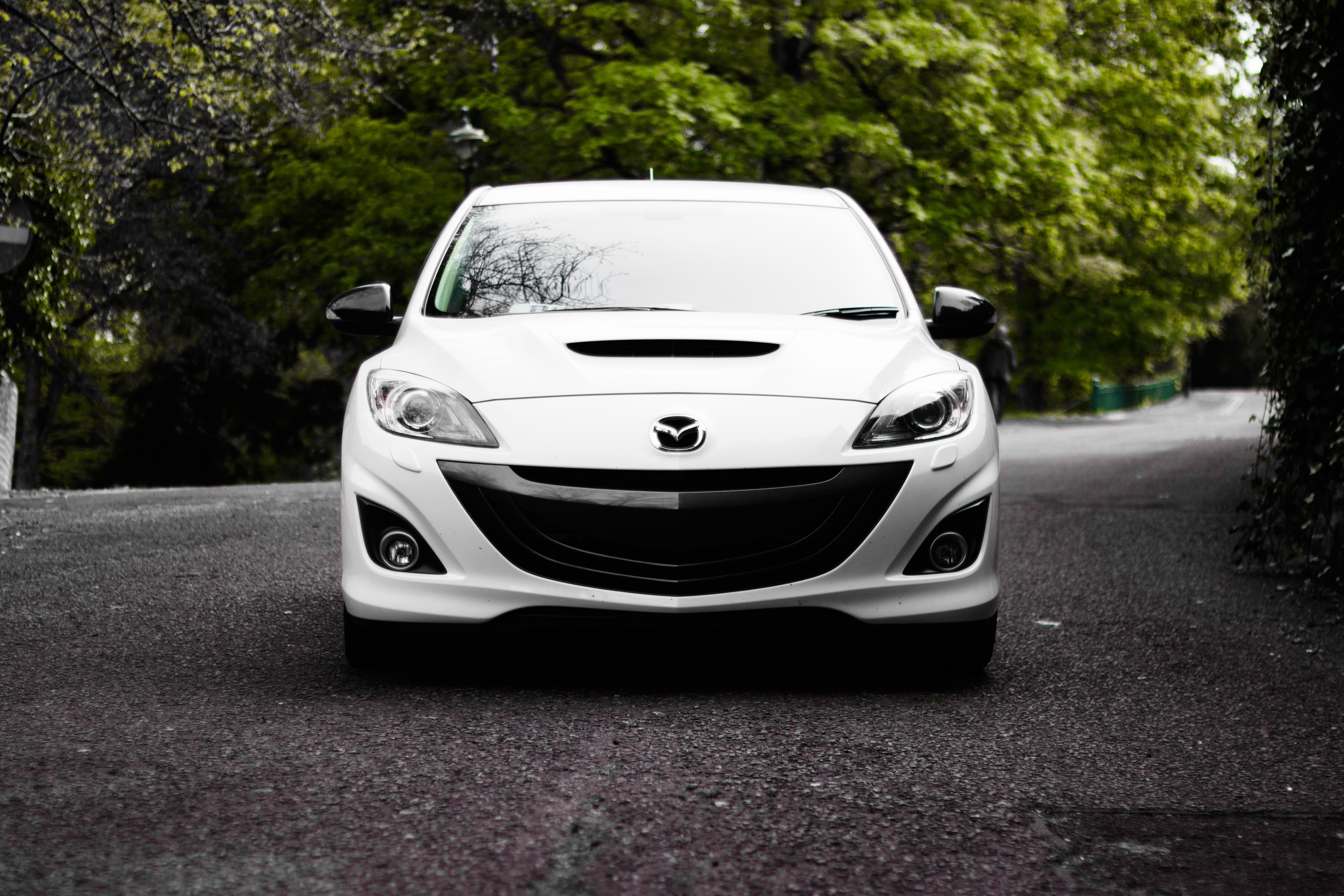 mazda, cars, white, front view