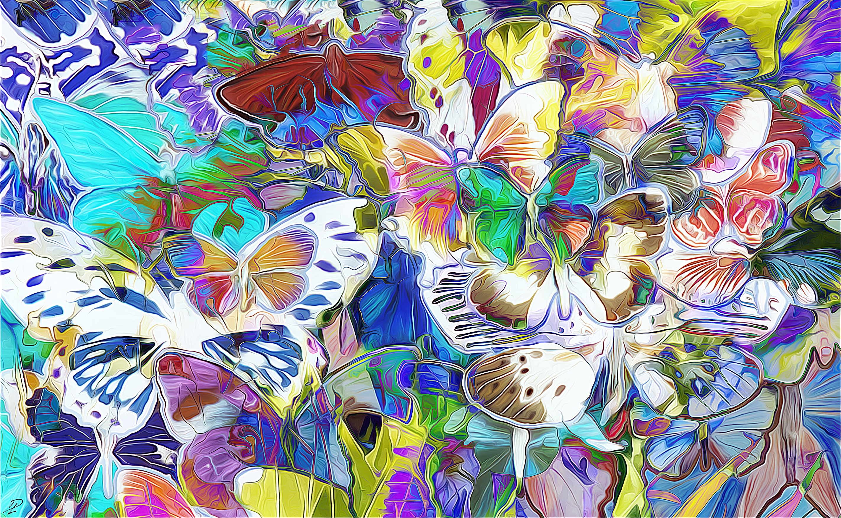 Laden Sie das Schmetterling, Bunt, Malerei, Ölgemälde, Künstlerisch-Bild kostenlos auf Ihren PC-Desktop herunter