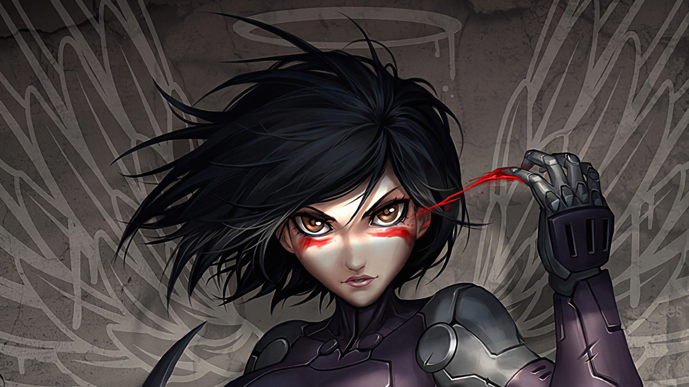 Download mobile wallpaper Cyborg, Movie, Black Hair, Alita (Alita: Battle Angel), Alita: Battle Angel for free.