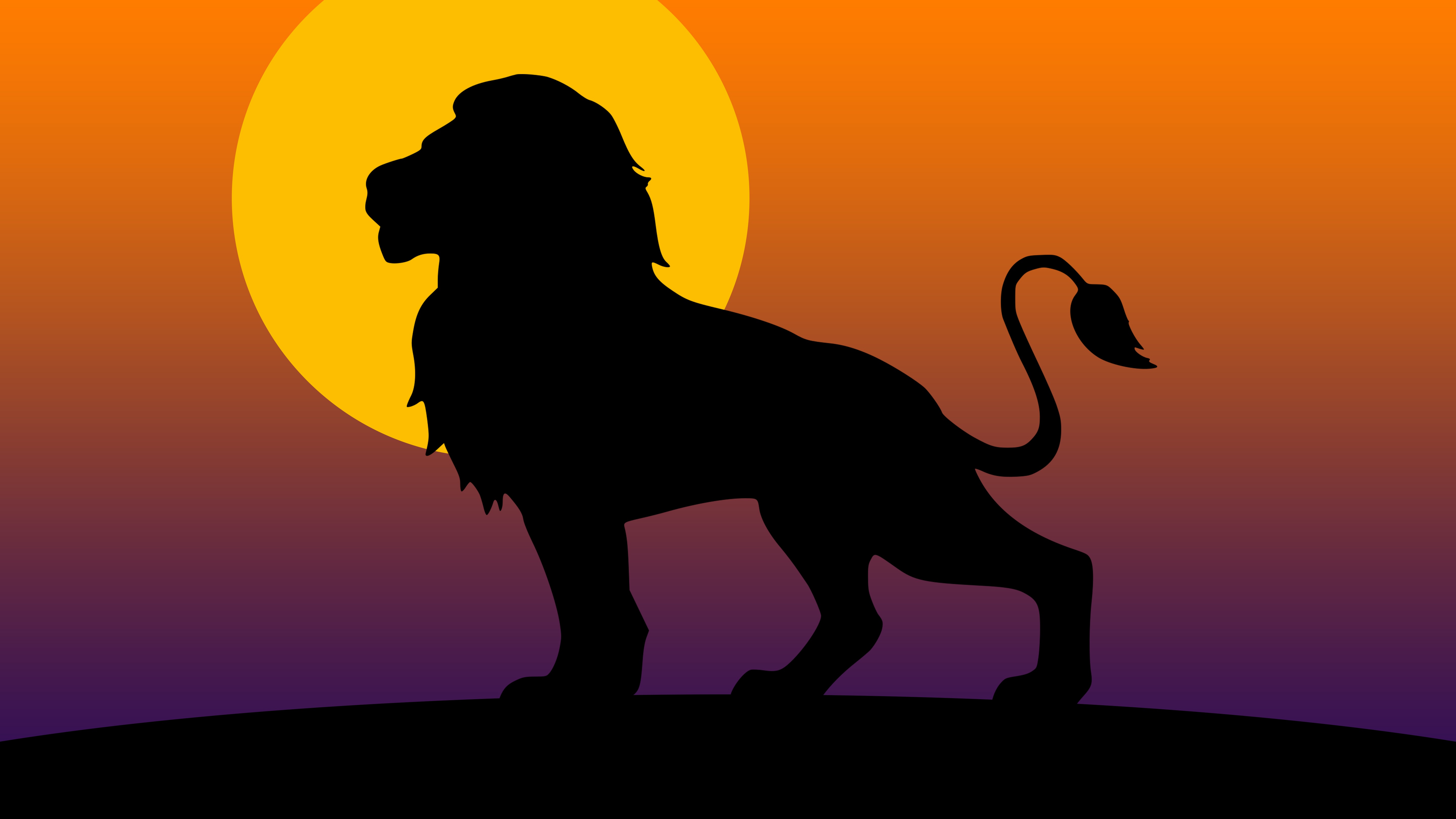 Download mobile wallpaper Silhouette, Lion, Animal, Artistic, Minimalist for free.
