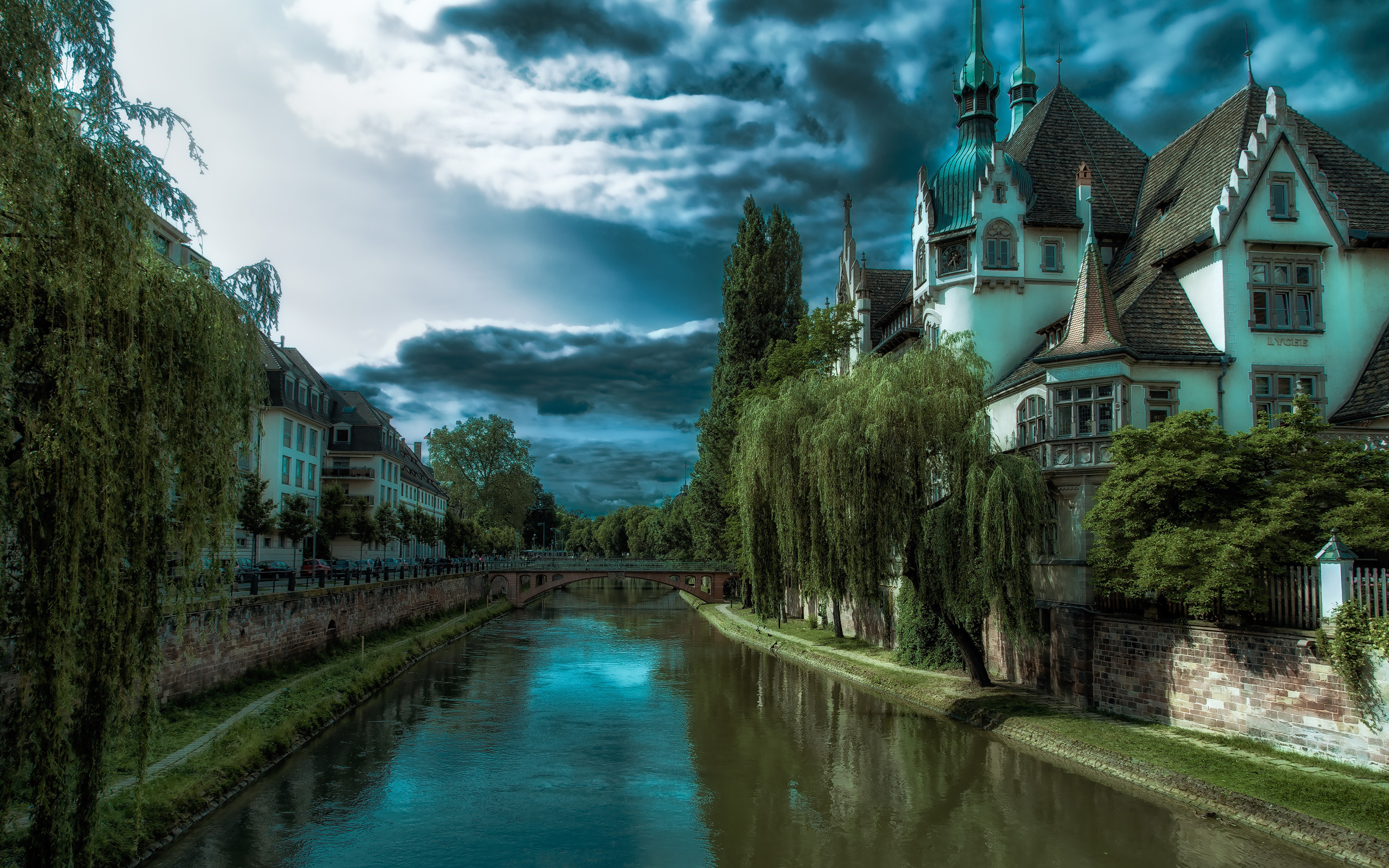 man made, strasbourg, building, river, cities Full HD