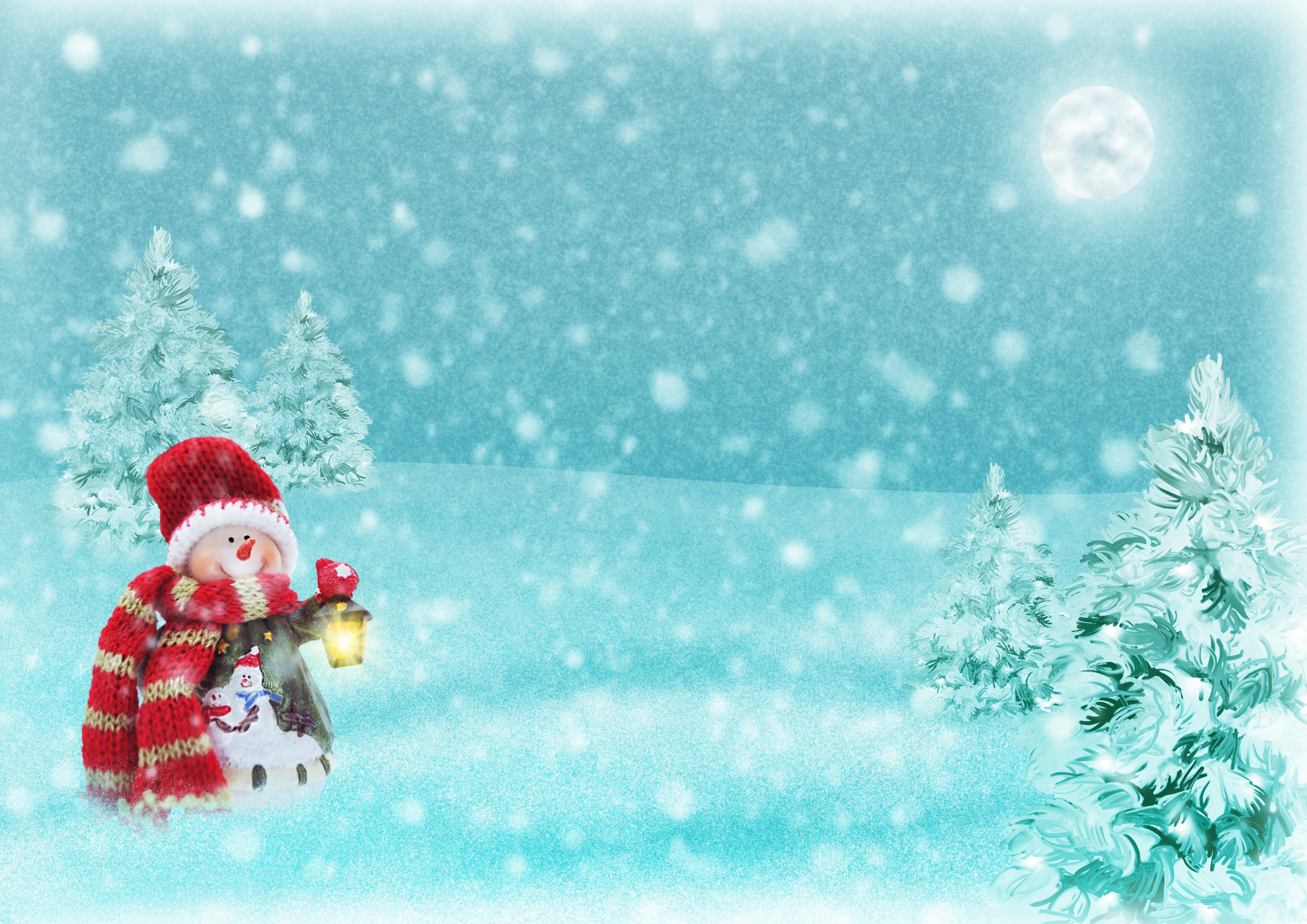 PCデスクトップに冬, 雪, クリスマス, 雪だるま, 月, 芸術的, 降雪, 灯籠画像を無料でダウンロード