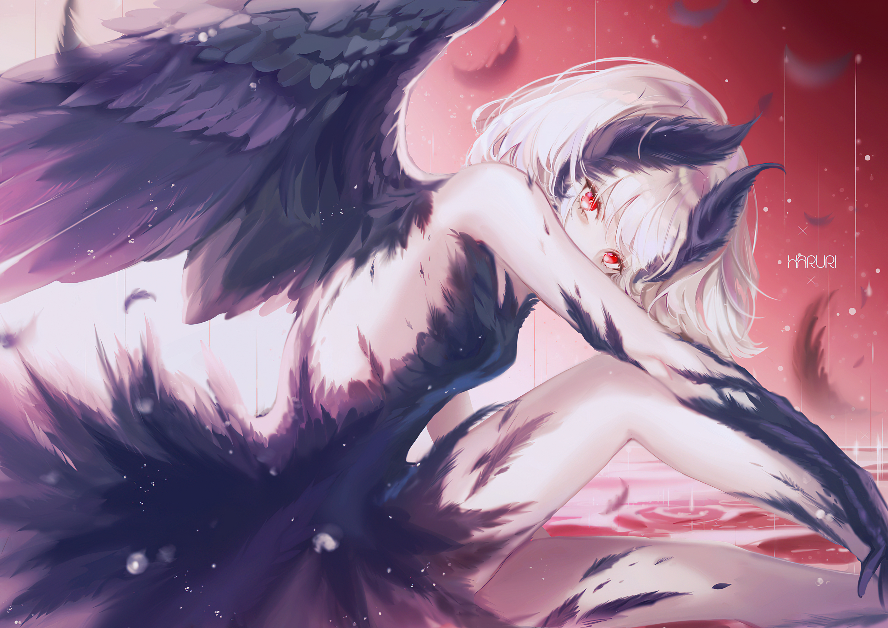 Download mobile wallpaper Anime, Wings, Original, Short Hair for free.