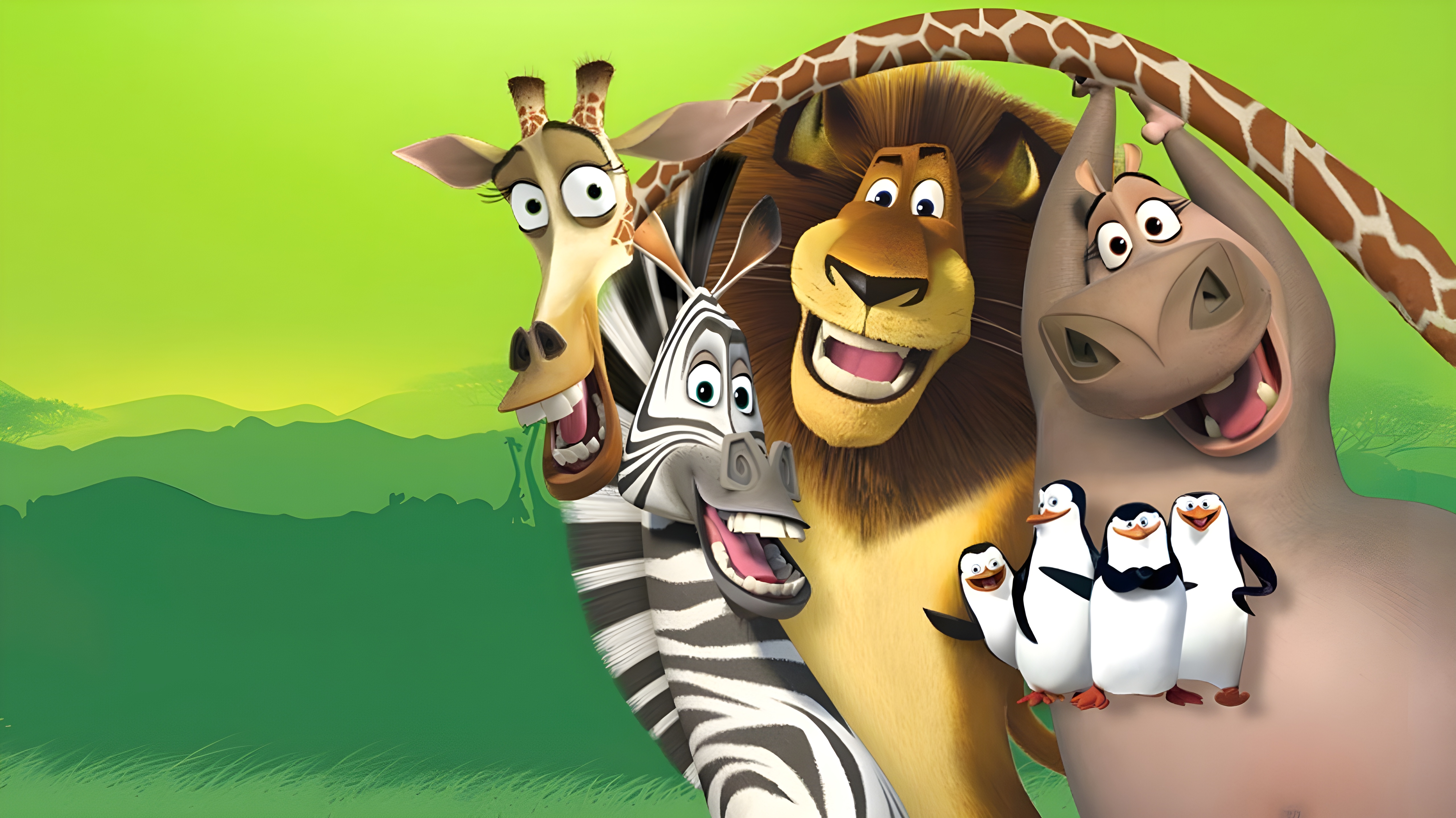 1069498 Hintergrundbild herunterladen filme, madagascar 2, giraffe, nilpferd, löwe, martin (madagaskar), zebra - Bildschirmschoner und Bilder kostenlos