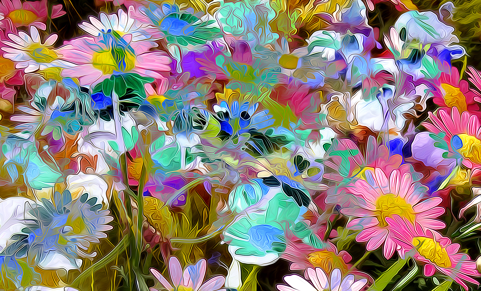 Handy-Wallpaper Blume, Farben, Bunt, Malerei, Gänseblümchen, Künstlerisch kostenlos herunterladen.