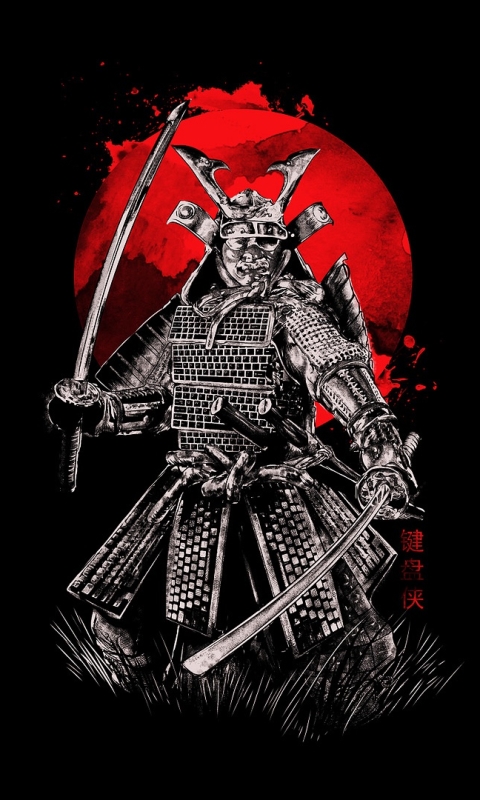 Download mobile wallpaper Fantasy, Warrior, Samurai, Armor, Katana for free.