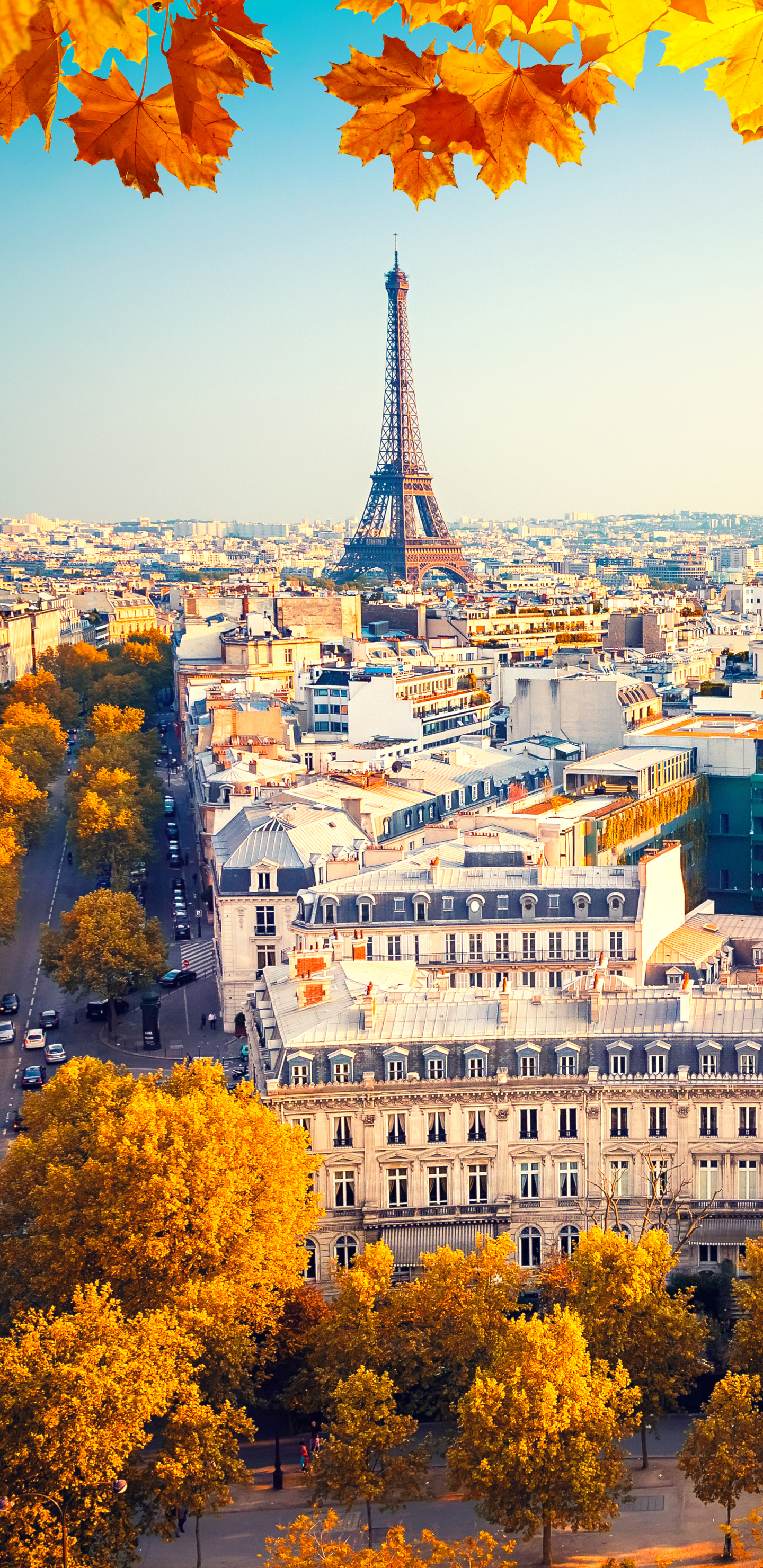 Download mobile wallpaper Cities, Paris, Eiffel Tower, City, Building, Fall, France, Cityscape, Street, Man Made for free.