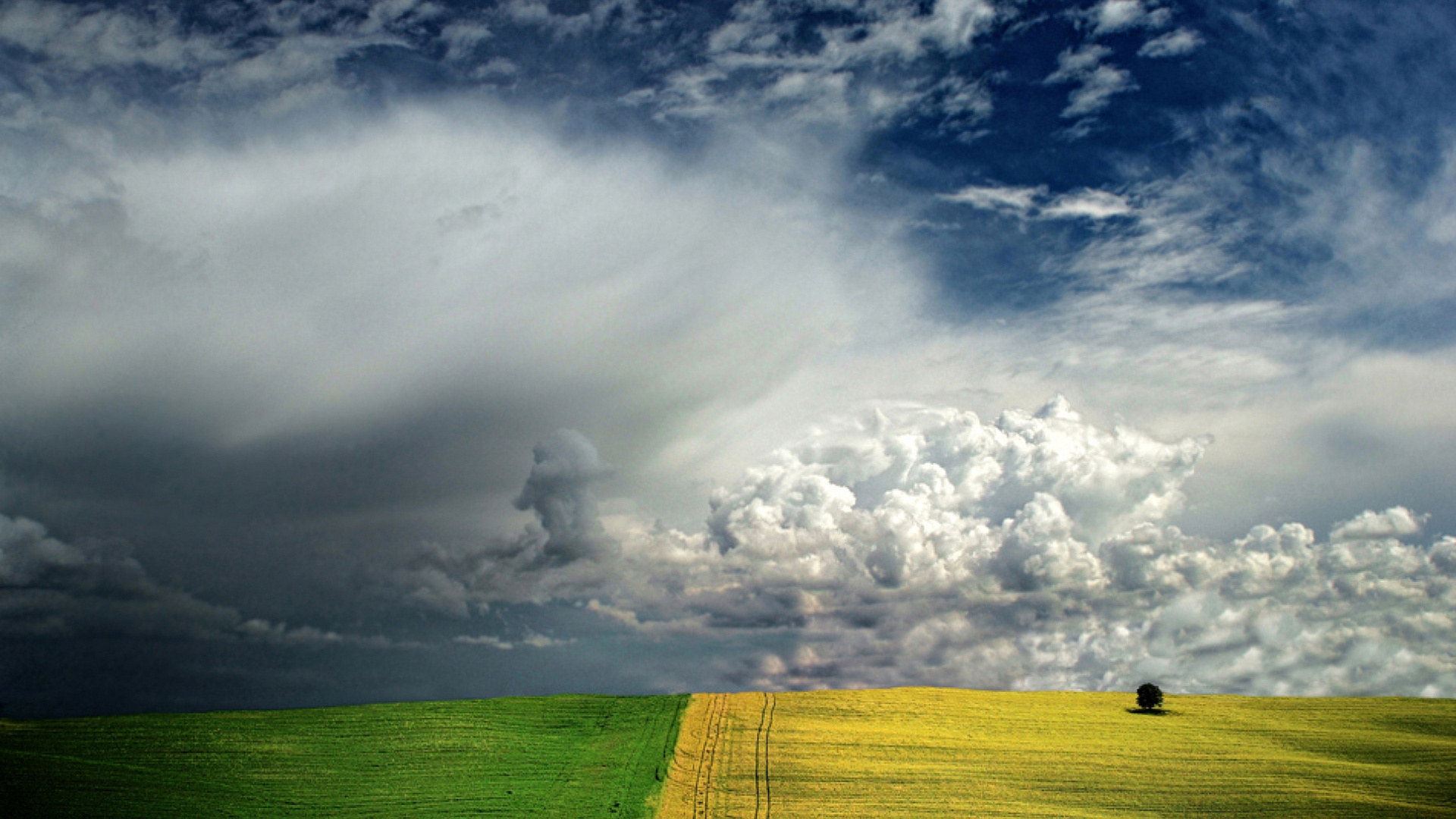 Download mobile wallpaper Clouds, Landscape, Fields for free.