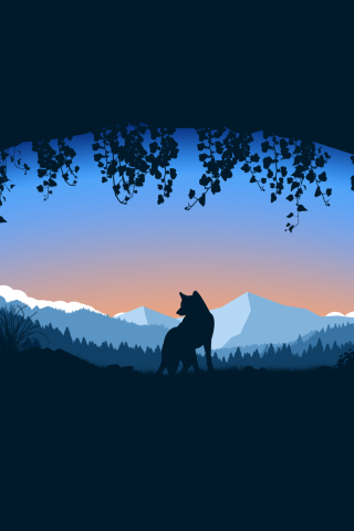 Download mobile wallpaper Minimalism, Wolf, Cave, Artistic for free.