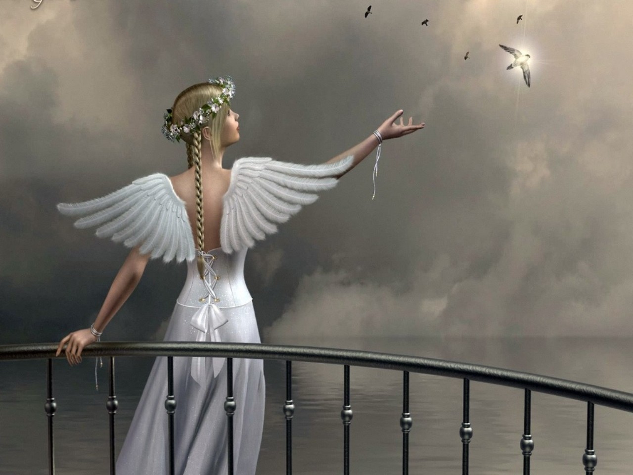 Free download wallpaper Fantasy, Bird, Wings, Angel on your PC desktop