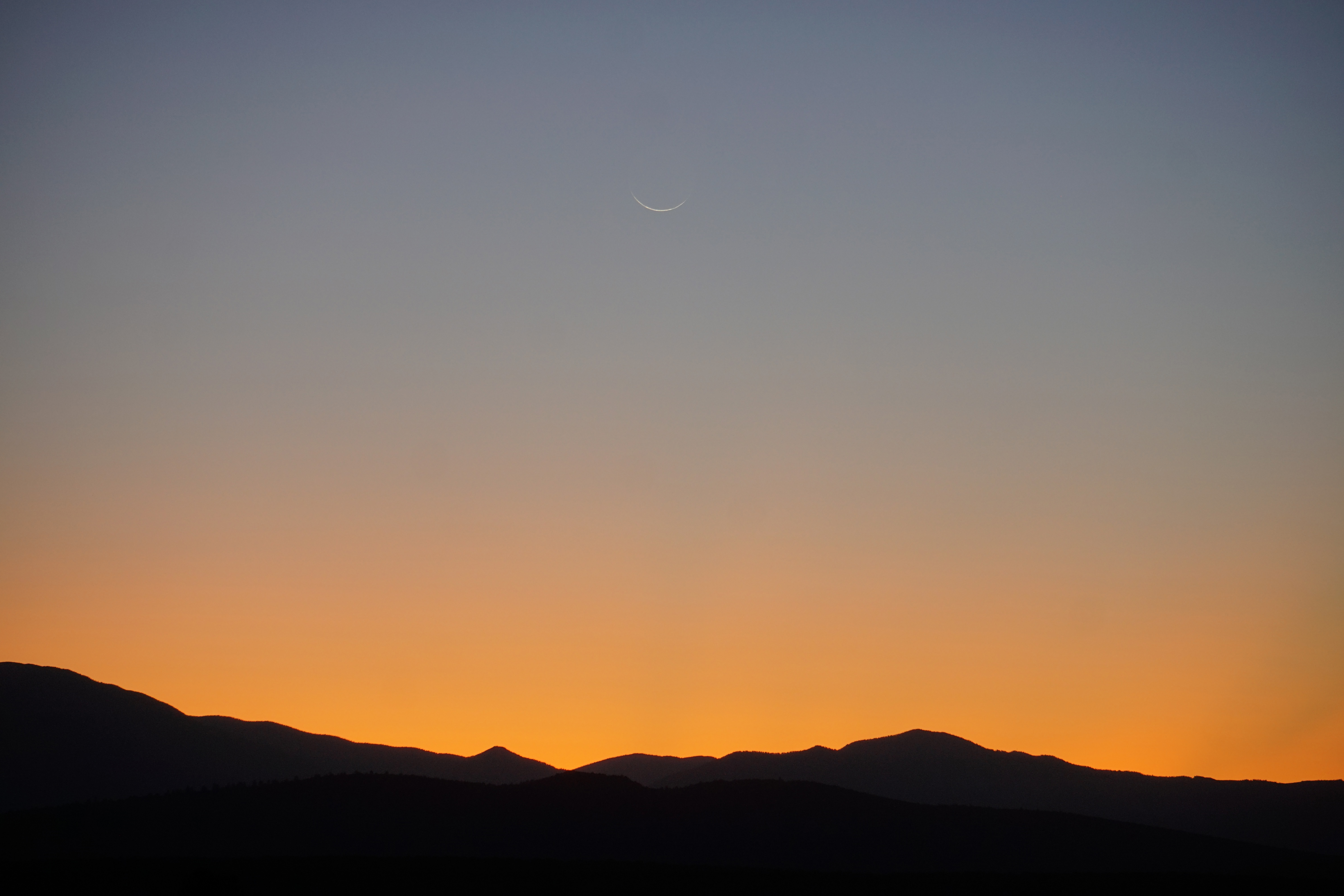 mountains, moon, nature, sunset, twilight, dark, dusk 1080p