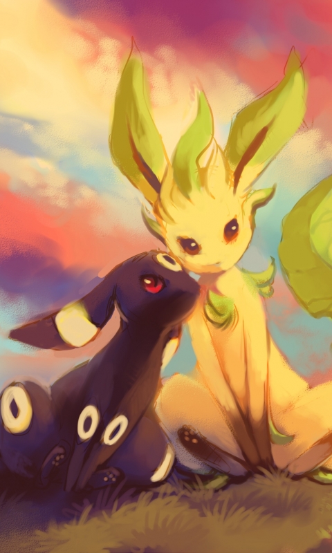 Download mobile wallpaper Anime, Pokémon, Umbreon (Pokémon), Eeveelutions, Leafeon (Pokémon) for free.