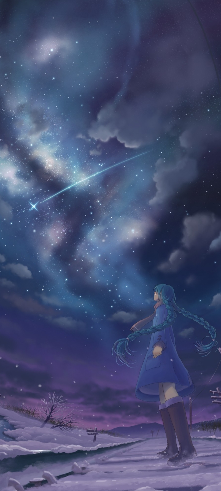 Handy-Wallpaper Vocaloid, Himmel, Blaue Haare, Hatsune Miku, Animes, Lange Haare kostenlos herunterladen.