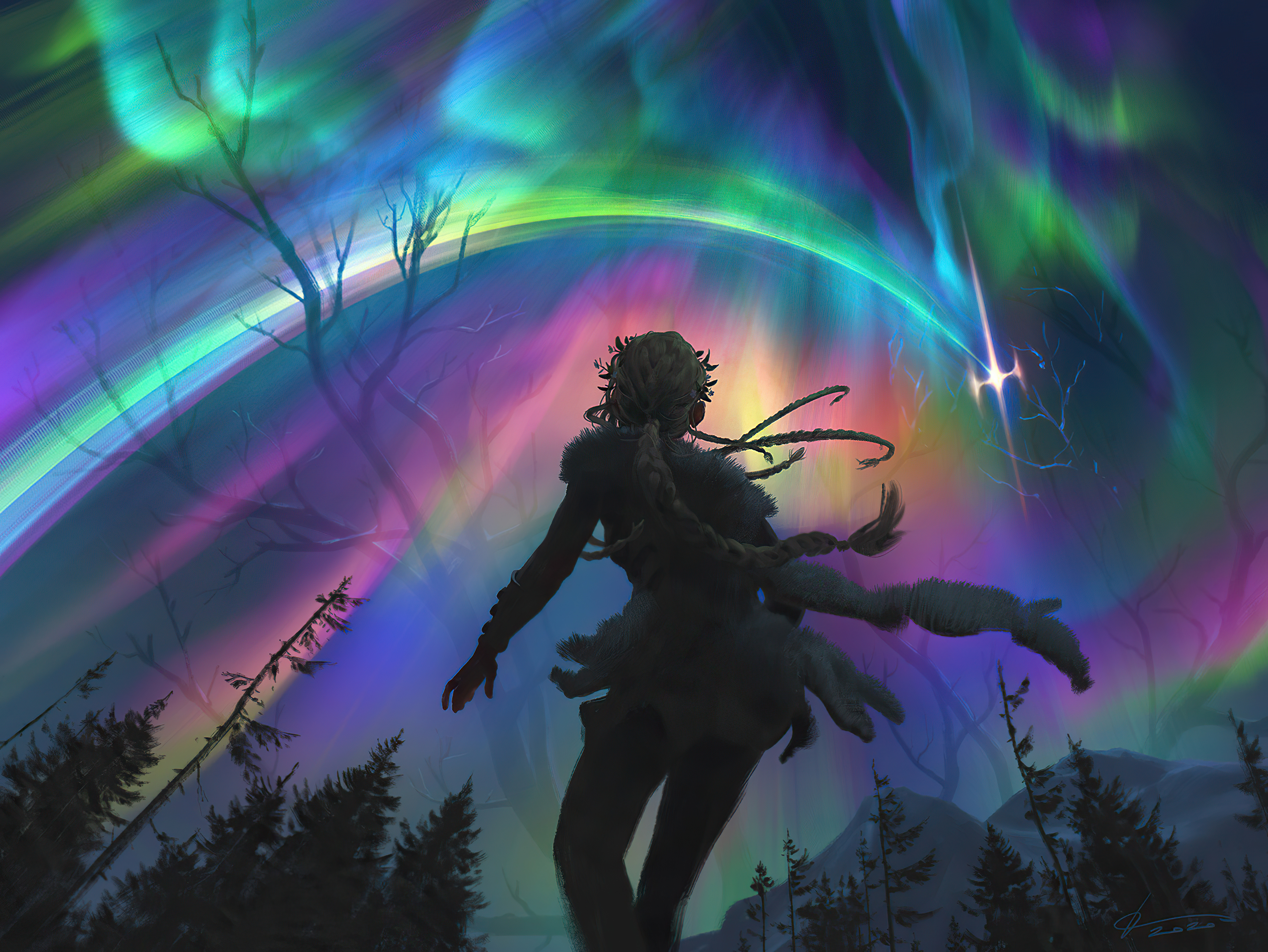 Download mobile wallpaper Night, Game, Aurora Borealis, Magic: The Gathering for free.