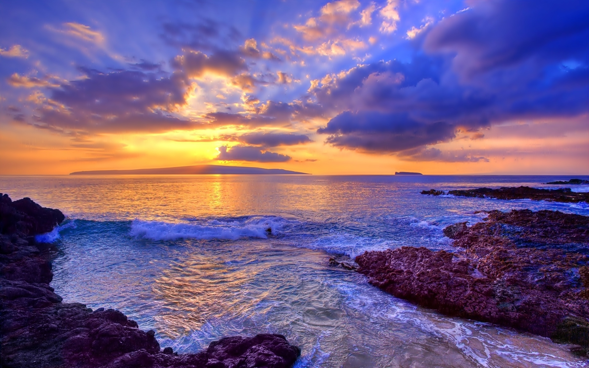 Download mobile wallpaper Sunset, Sea, Horizon, Ocean, Earth for free.