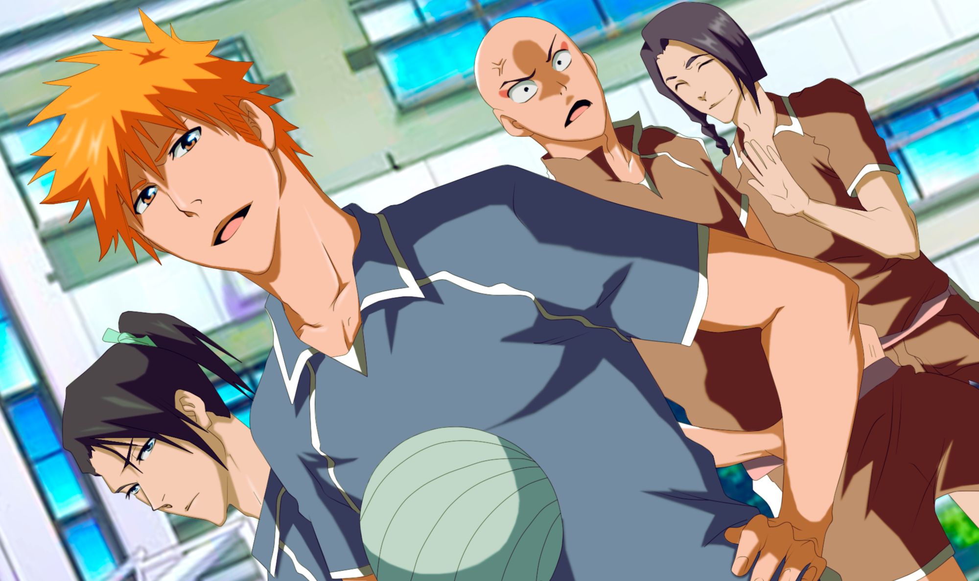 Download mobile wallpaper Anime, Bleach, Ichigo Kurosaki, Ikkaku Madarame for free.