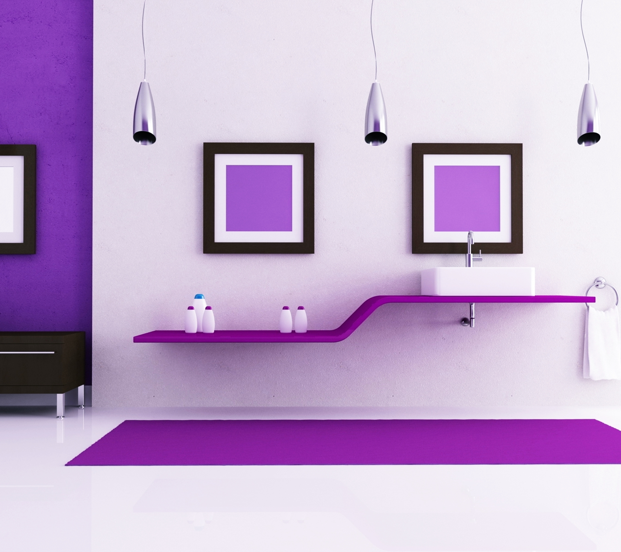 Descarga gratuita de fondo de pantalla para móvil de Interior, Violeta, Diseño, Púrpura, Habitación, Baño, Hecho Por El Hombre.