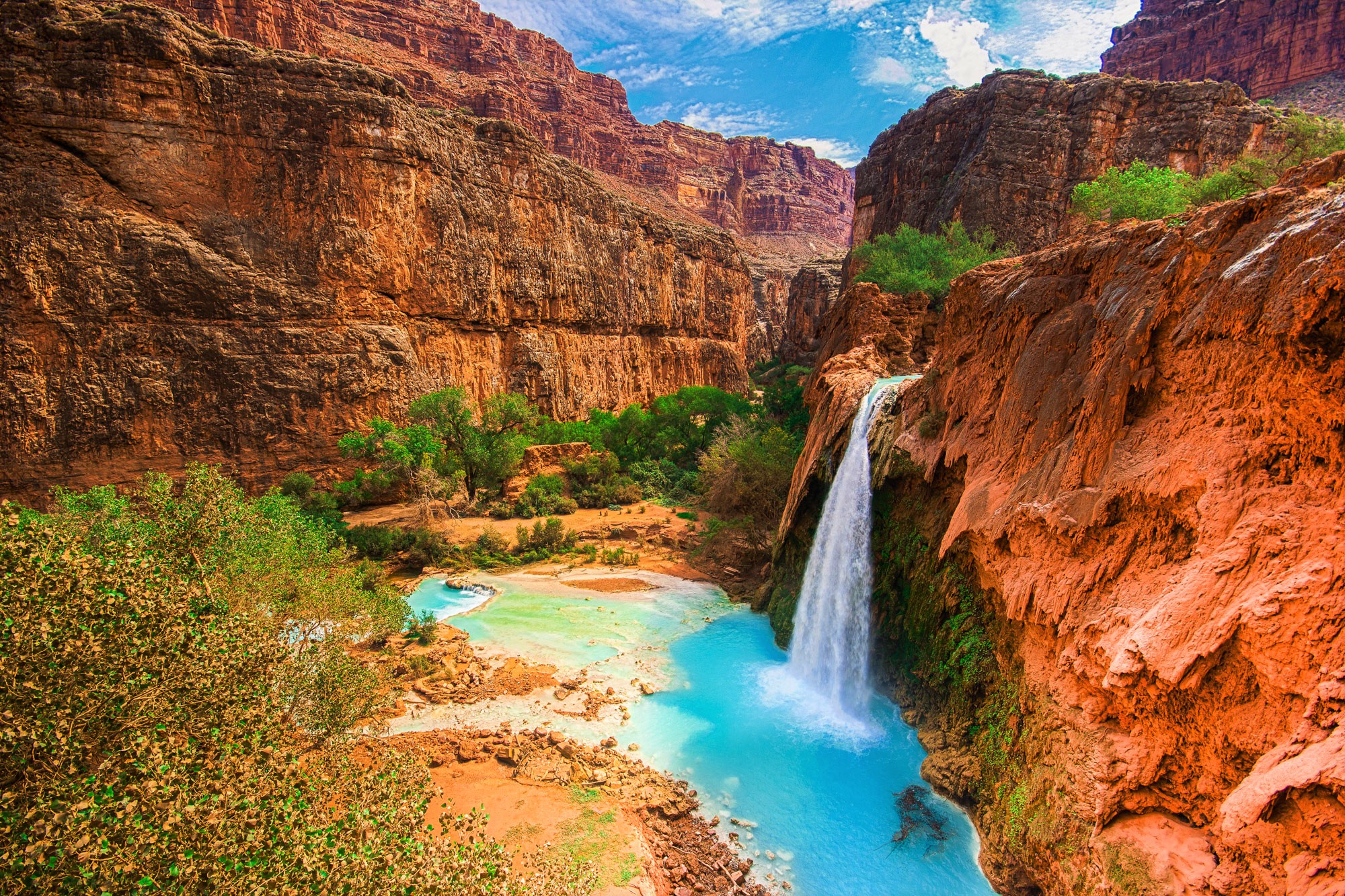 Free download wallpaper Canyon, Waterfalls, Waterfall, Earth, Havasu Falls on your PC desktop