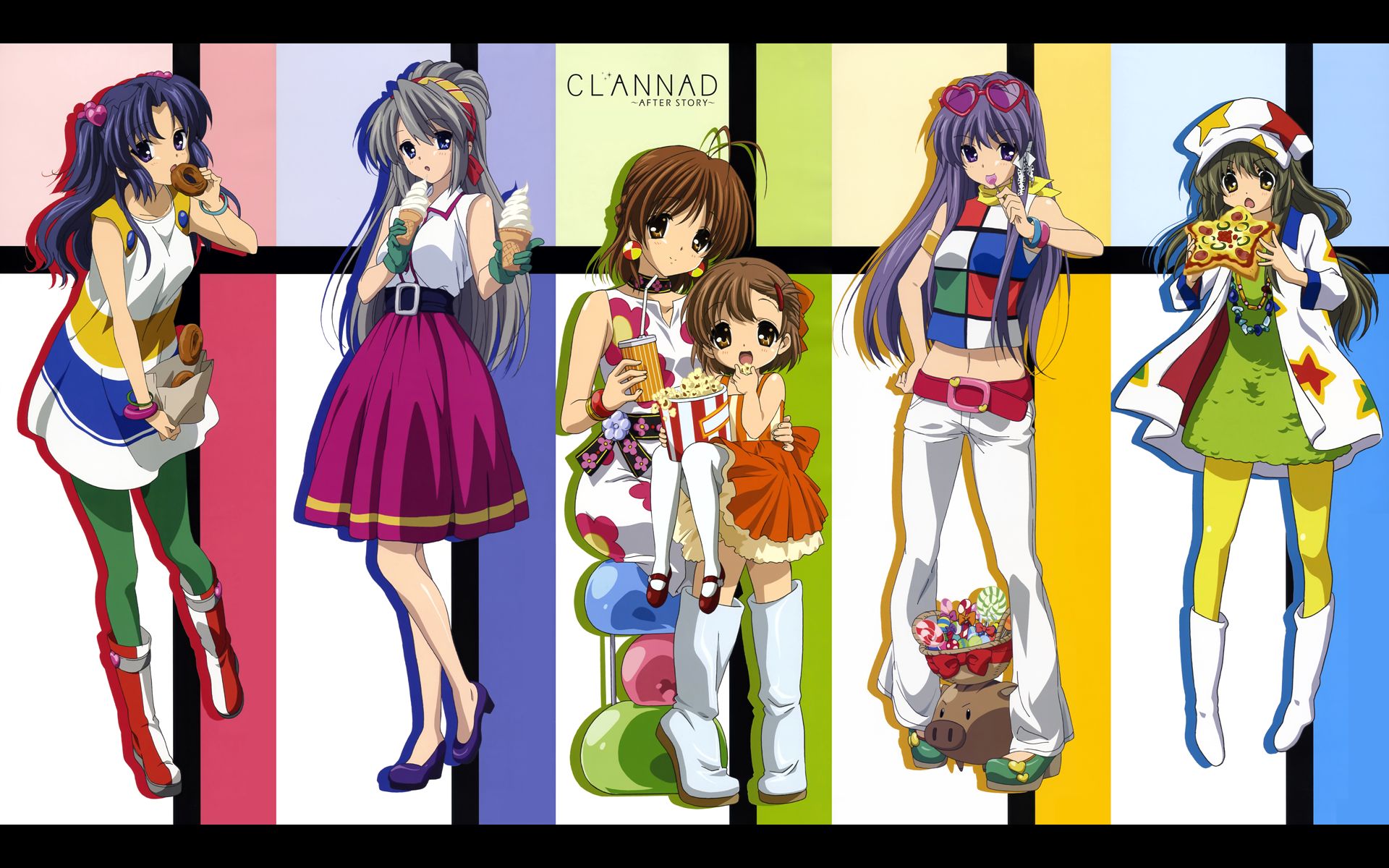 Laden Sie das Animes, Kyou Fujibayashi, Clannad, Tomoyo Sakagami, Nagisa Furukawa, Ushio Okazaki, Kotomi Ichinose, Fuuko Ibuki-Bild kostenlos auf Ihren PC-Desktop herunter