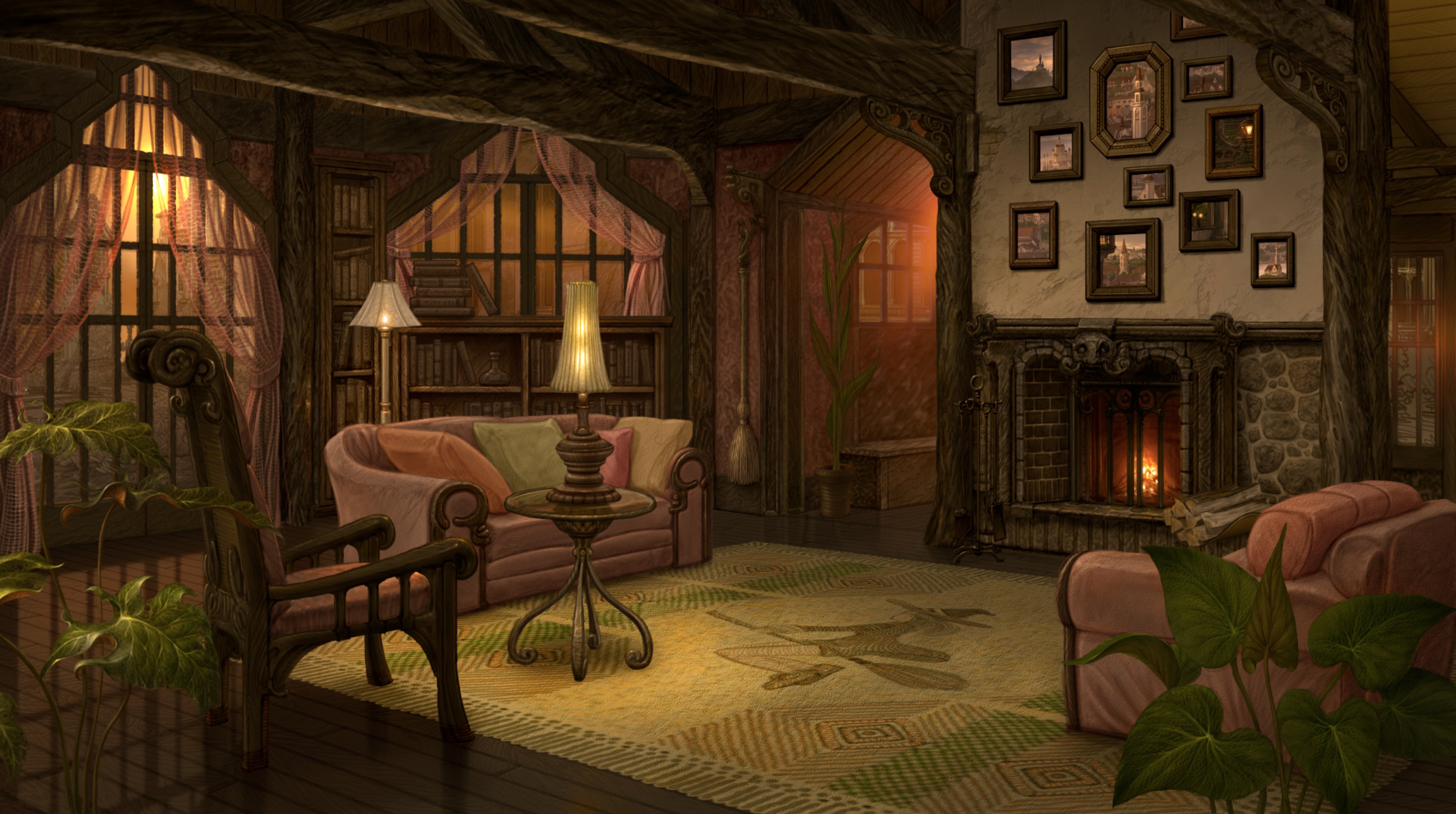 Free download wallpaper Fantasy, Room, Fireplace on your PC desktop