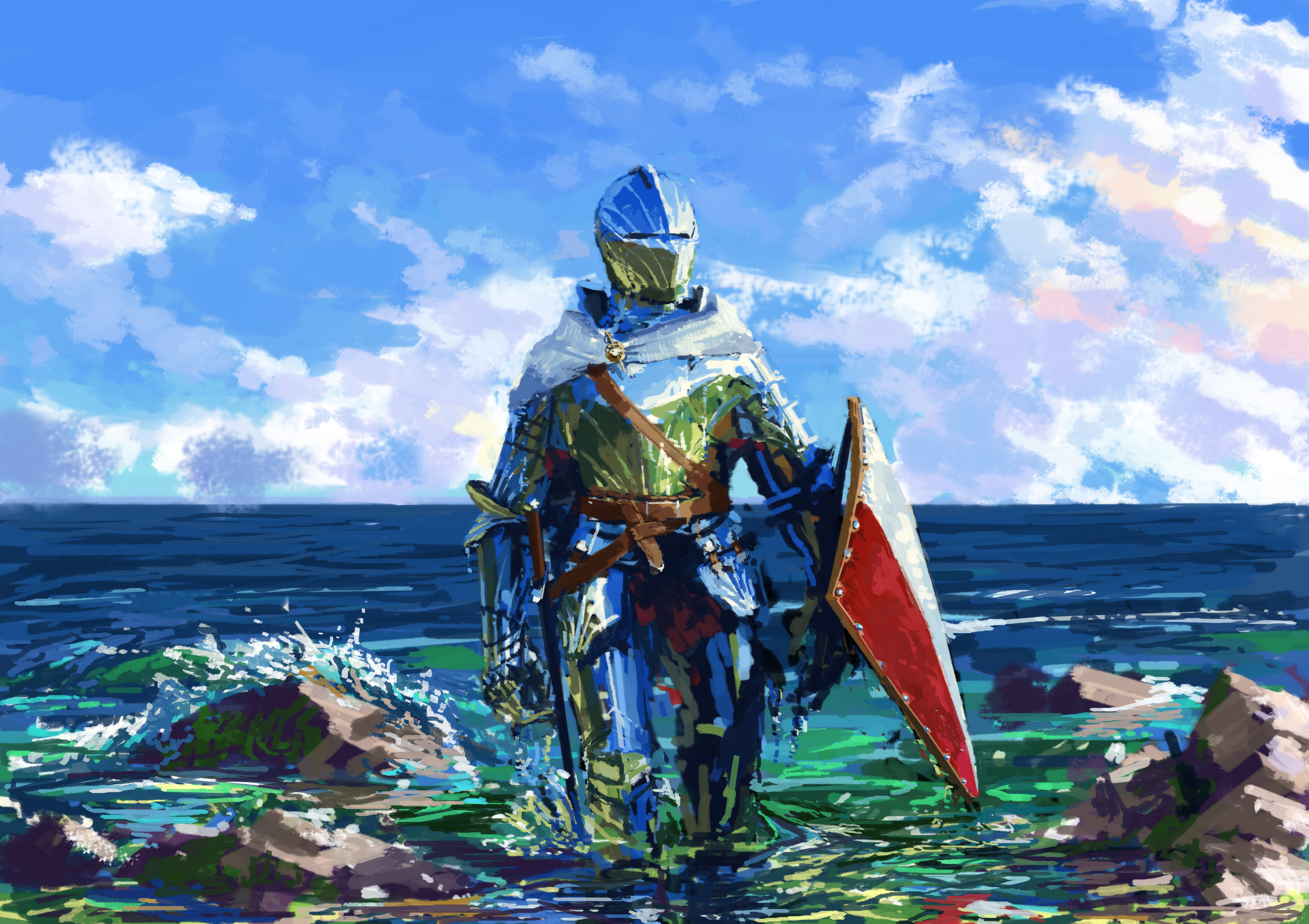 Free download wallpaper Fantasy, Horizon, Shield, Warrior, Knight, Armor on your PC desktop