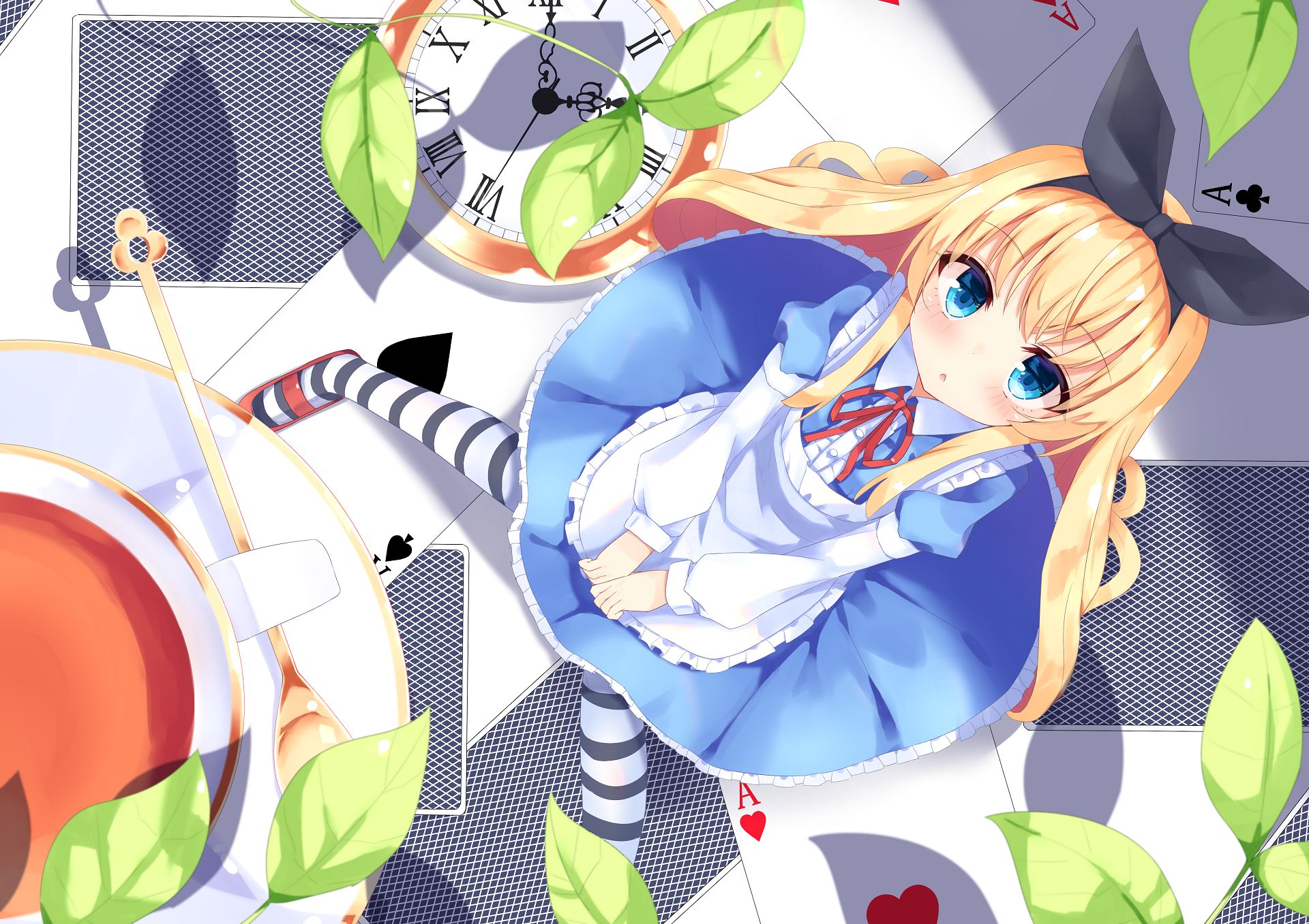 Laden Sie das Alice Im Wunderland, Blaue Augen, Blondinen, Animes, Lange Haare-Bild kostenlos auf Ihren PC-Desktop herunter