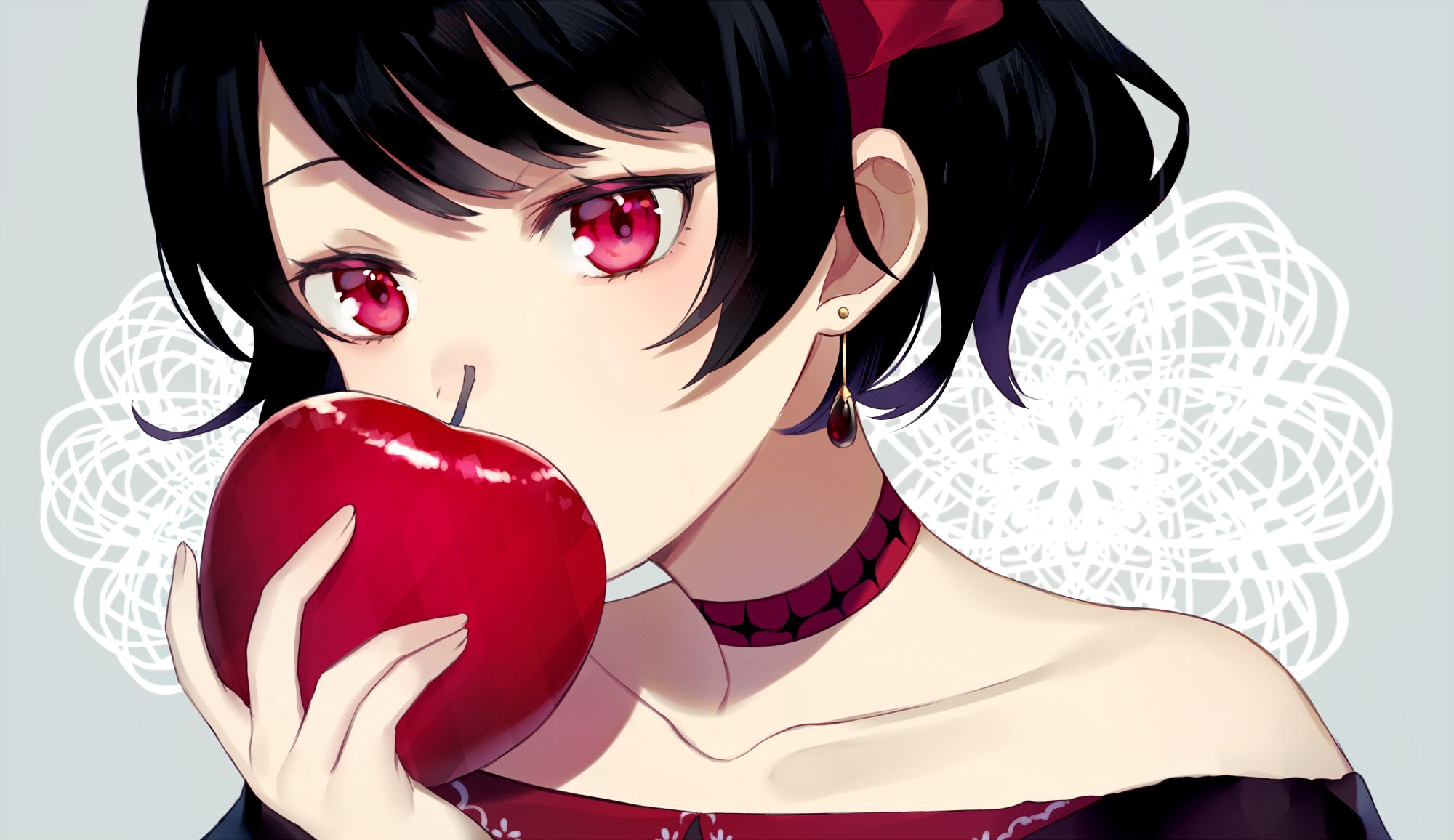 Download mobile wallpaper Anime, Apple, Original, Red Eyes, Short Hair for free.
