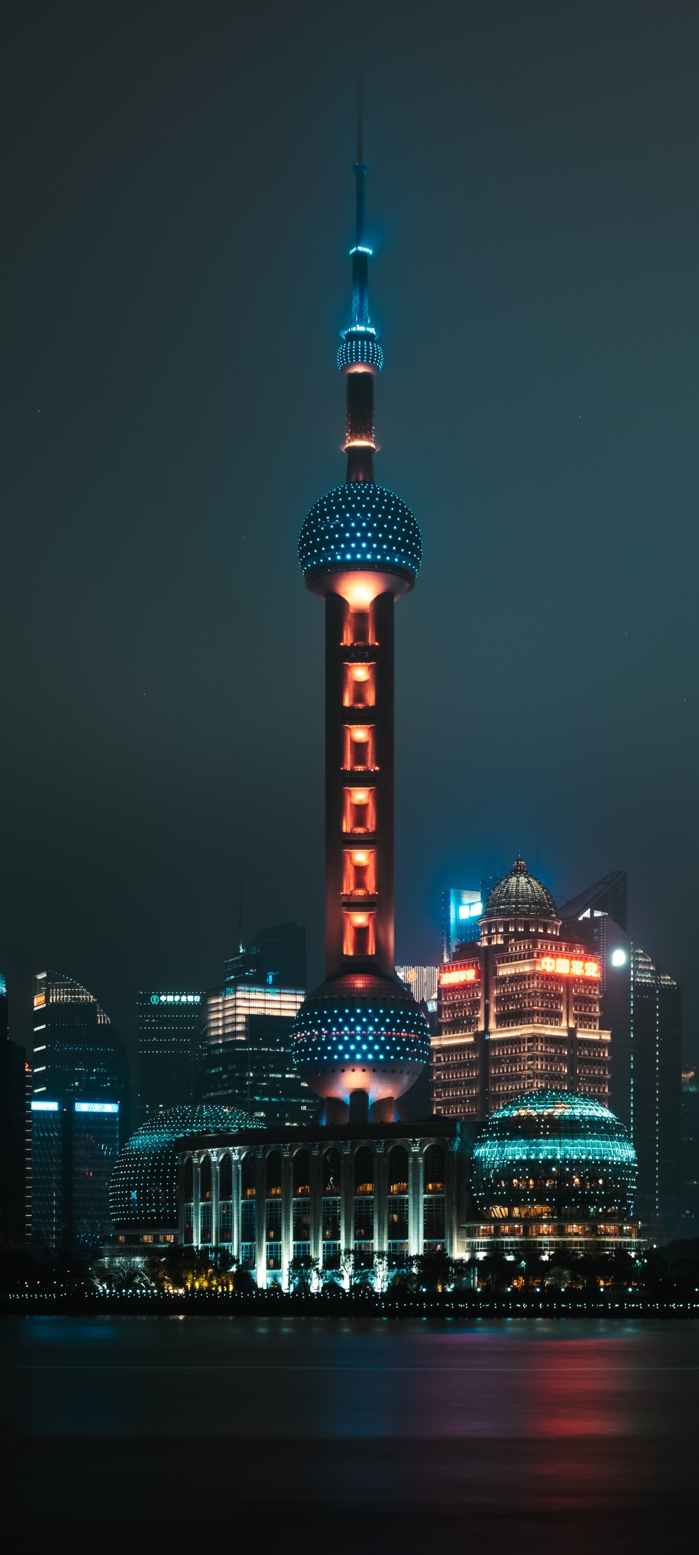 無料モバイル壁紙都市, 街, 超高層ビル, 上海, 夜, マンメイド, 東方明珠塔をダウンロードします。