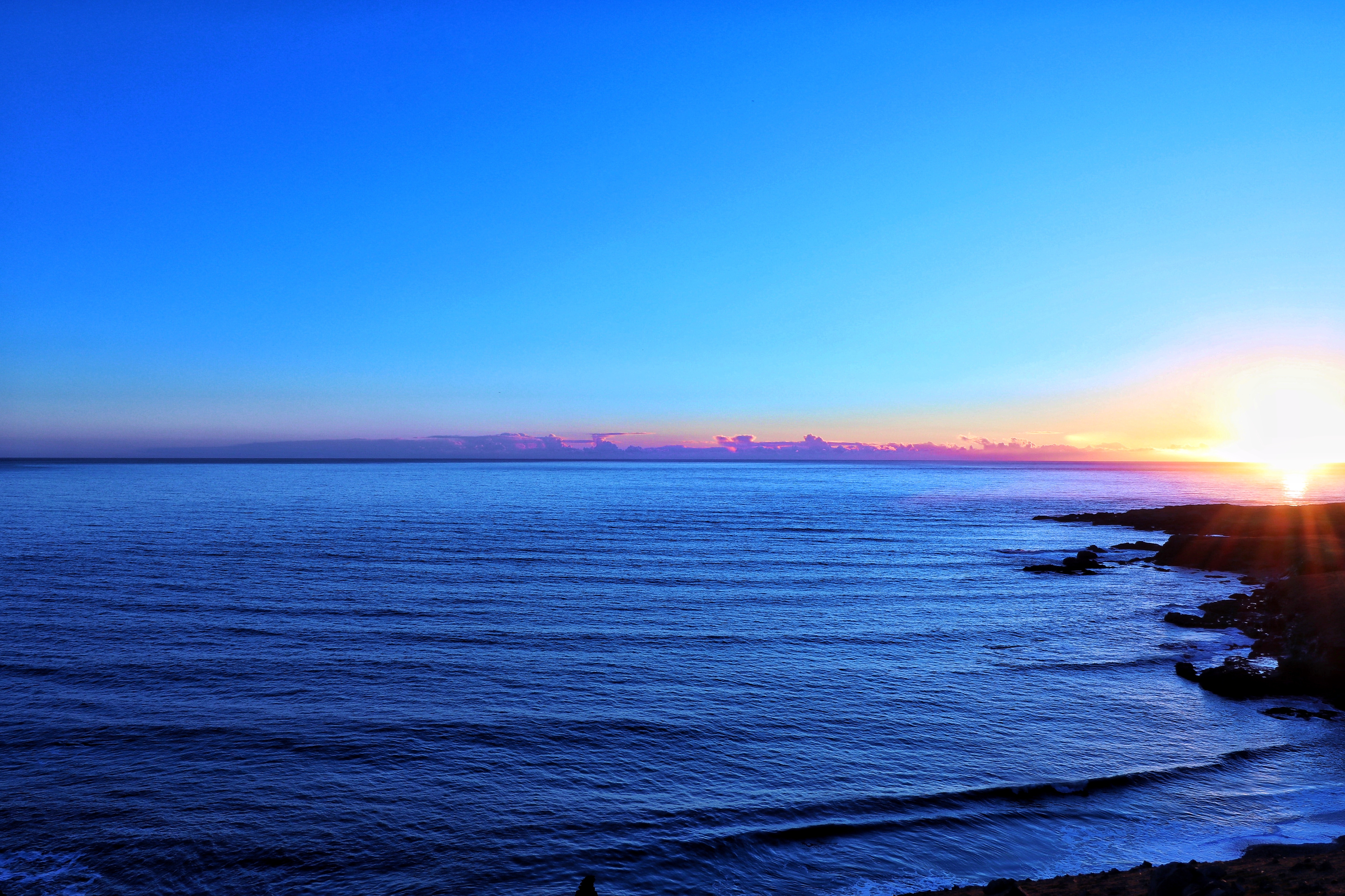 Handy-Wallpaper Sky, Natur, Horizont, Ozean, Sunset kostenlos herunterladen.