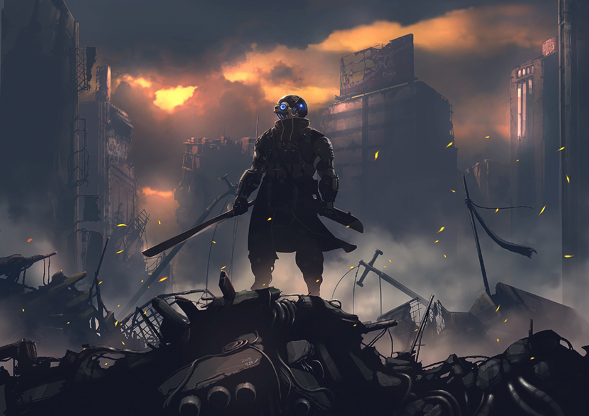 Download mobile wallpaper Anime, City, Building, Ruin, Original, Post Apocalyptic for free.