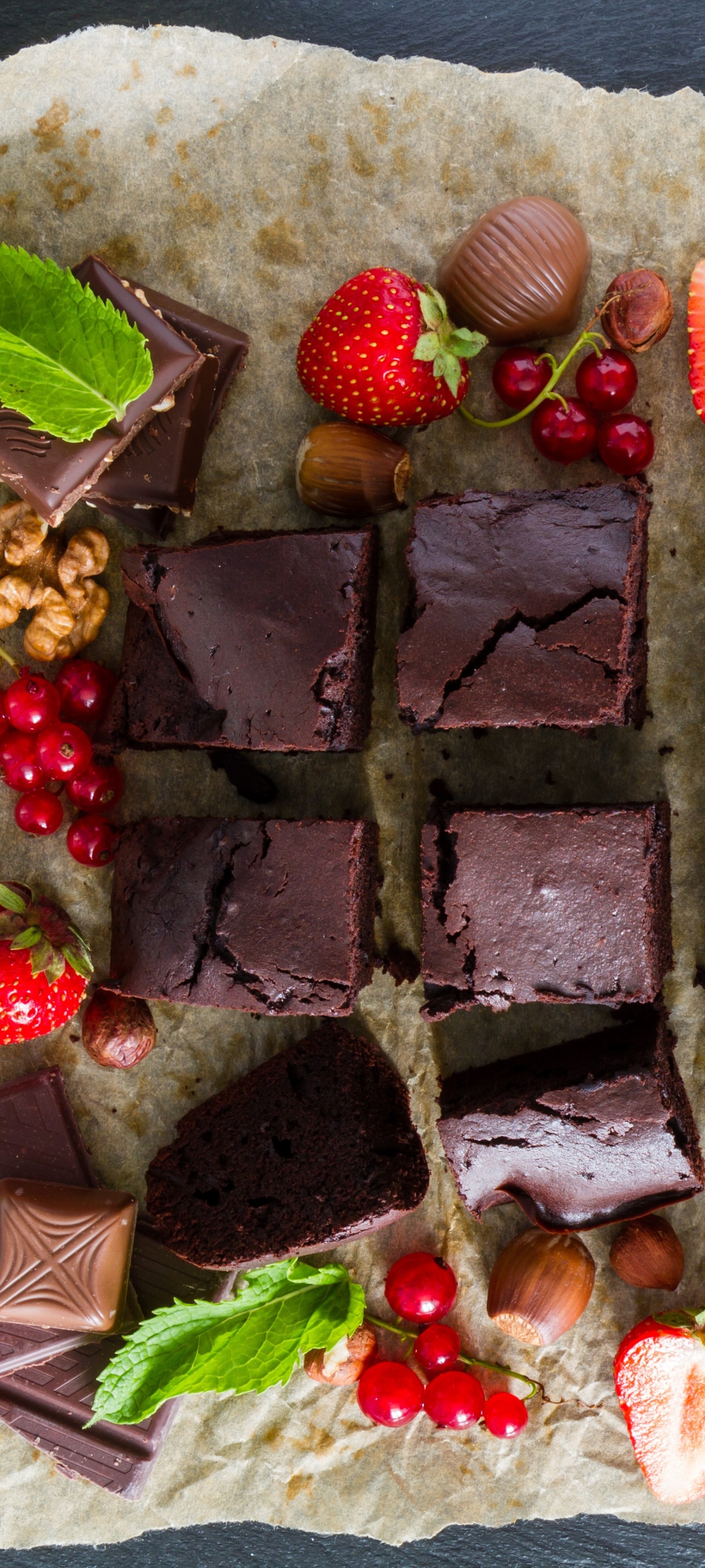 Download mobile wallpaper Food, Strawberry, Dessert, Chocolate, Still Life, Baking, Brownie for free.