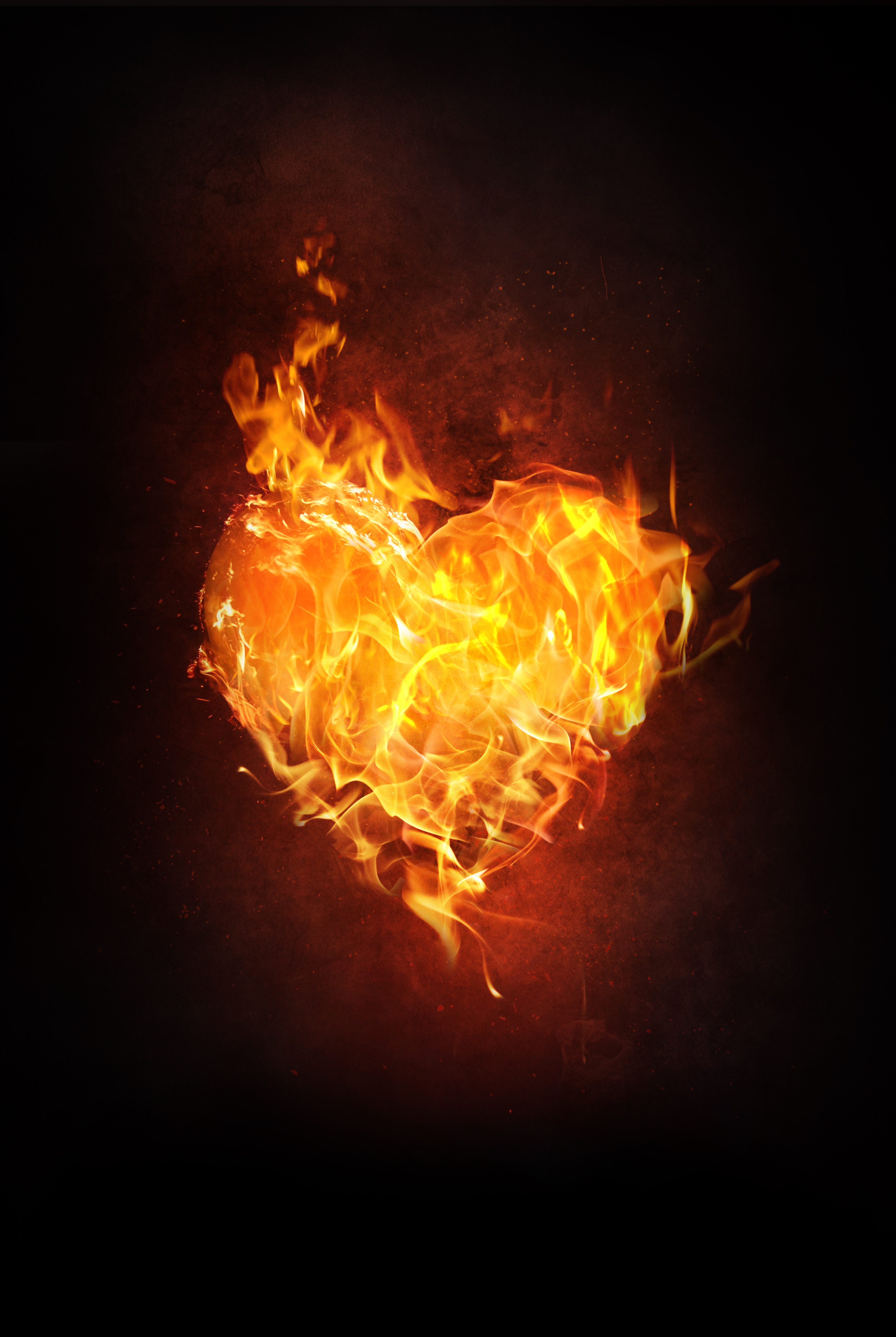 fire, love, dark, flame, heart HD wallpaper