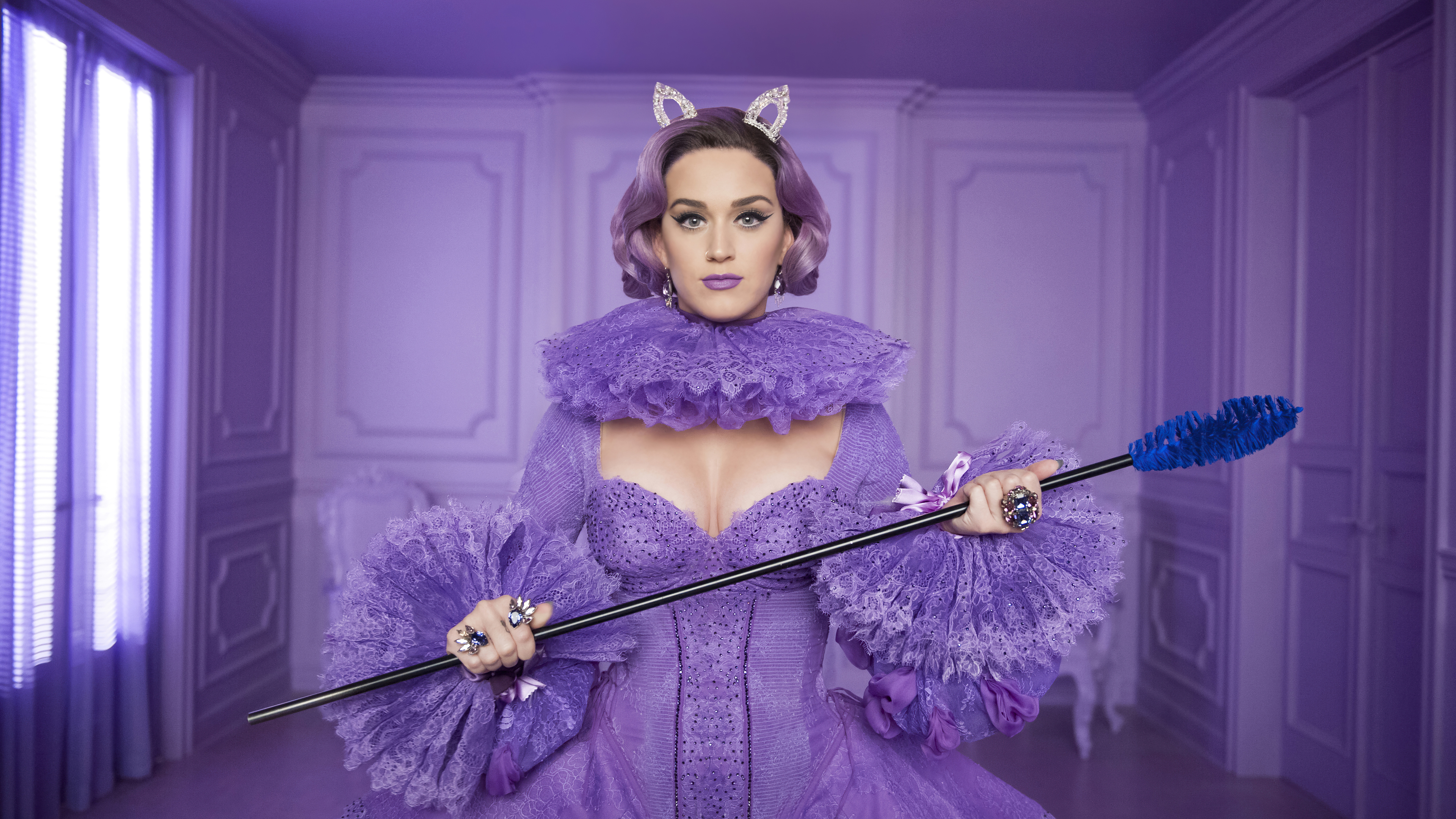 Free download wallpaper Music, Katy Perry, Purple Hair, Purple Dress on your PC desktop