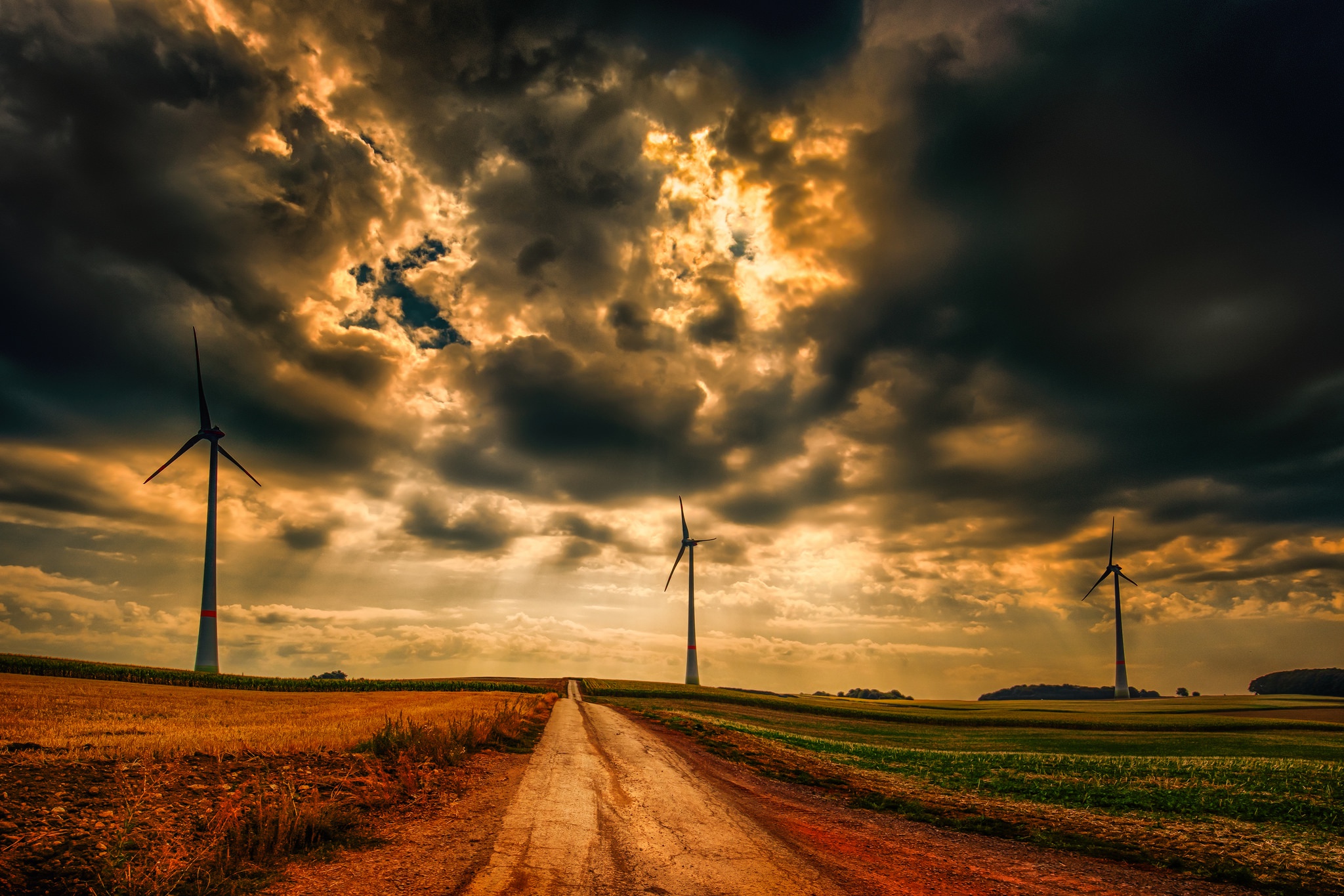 Download mobile wallpaper Cloud, Windmill, Man Made, Dirt Road for free.