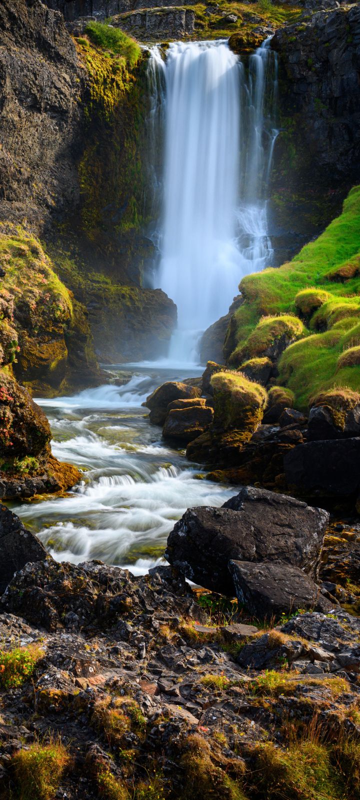 Скачати мобільні шпалери Водоспади, Земля, Ісландія, Диньянді безкоштовно.