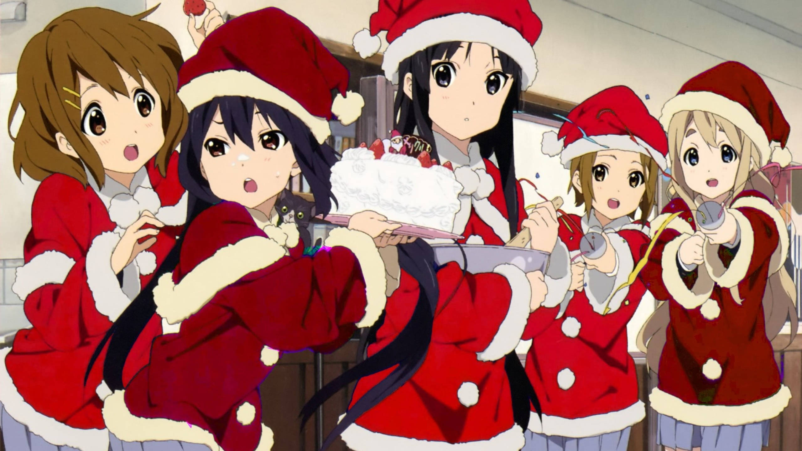 Download mobile wallpaper Anime, Christmas, Mio Akiyama, K On!, Azusa Nakano, Ritsu Tainaka, Tsumugi Kotobuki, Yui Hirasawa for free.