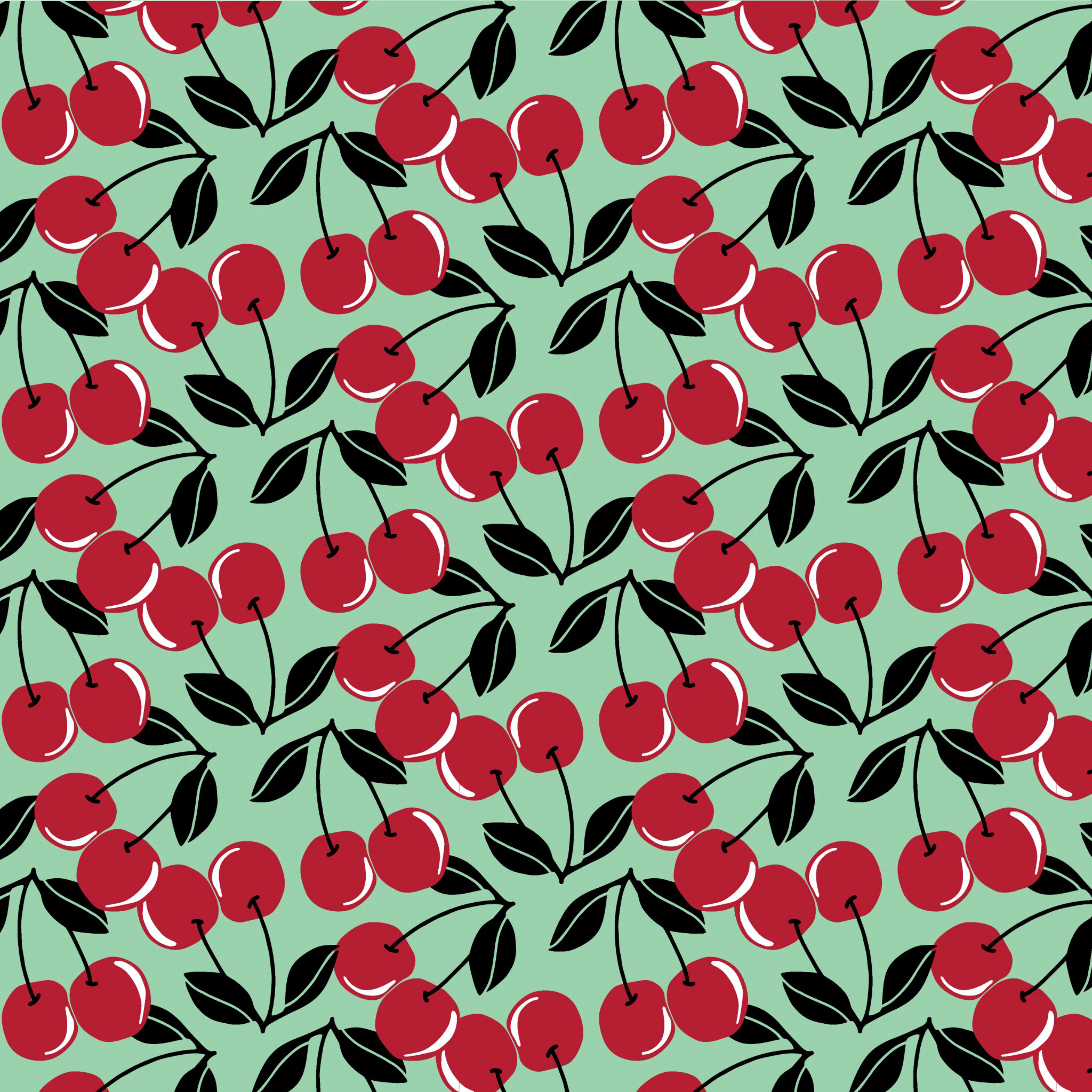 86934 скачать картинку текстуры, листья, ягоды, фрукты, красные, паттерн, вишни, черешки - обои и заставки бесплатно
